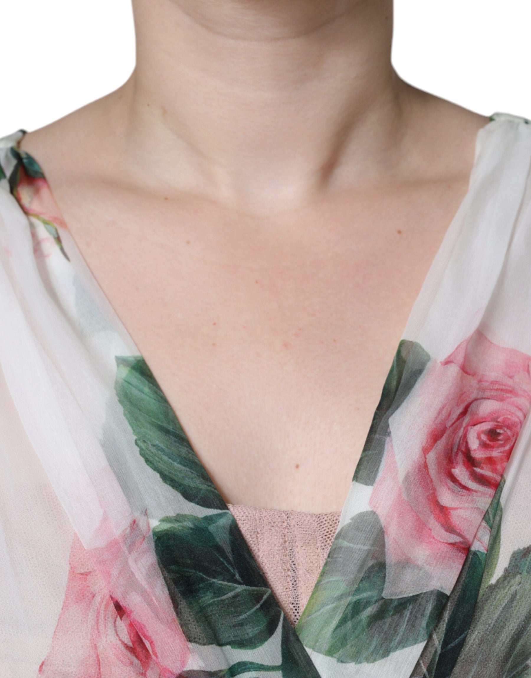 Dolce & Gabbana White Silk Floral Print A-line Midi Dress | Regal Royce