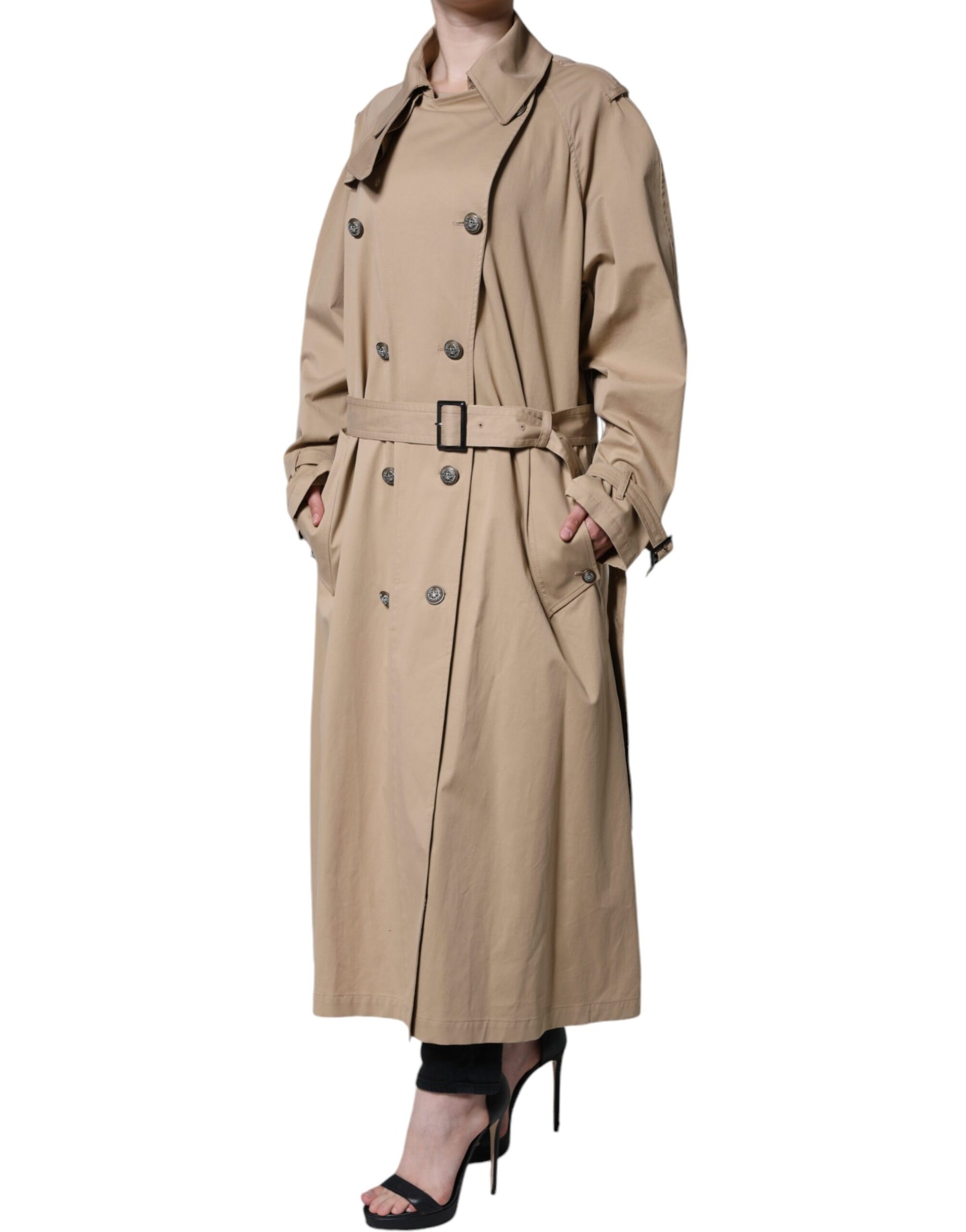 Dolce & Gabbana Khaki Double Breasted Trench Coat Jacket | Regal Royce