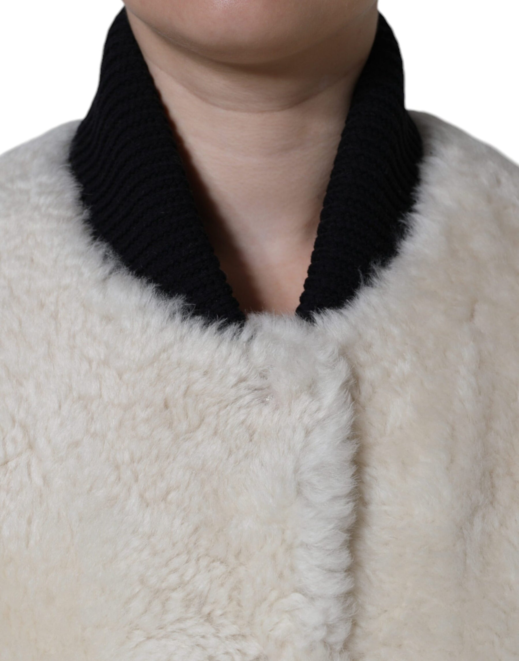 Burberry White WARRENFORD Shearling Leather Vest Coat Jacket | Regal Royce