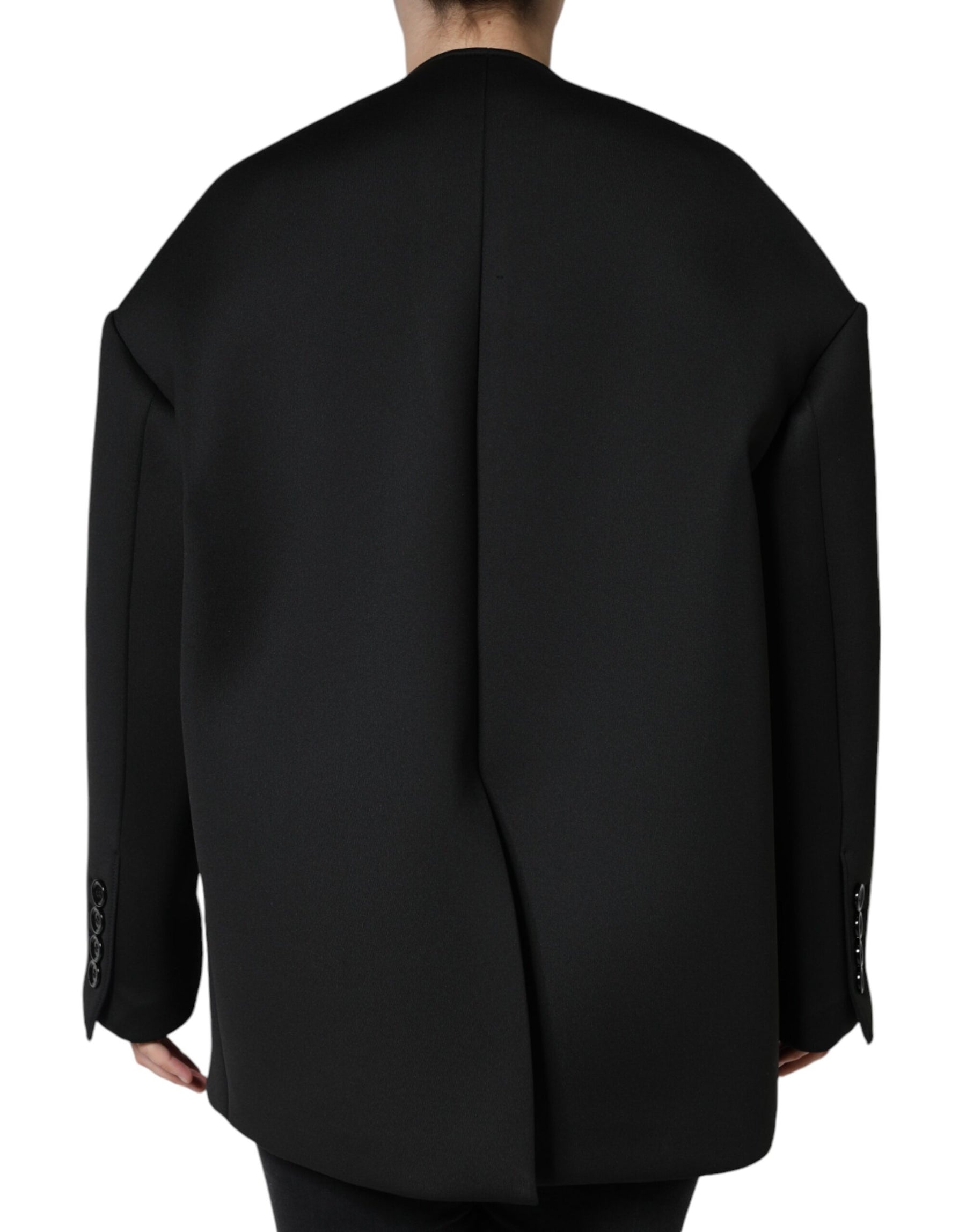 Dolce & Gabbana Black Polyester Double Breasted Coat Jacket | Regal Royce