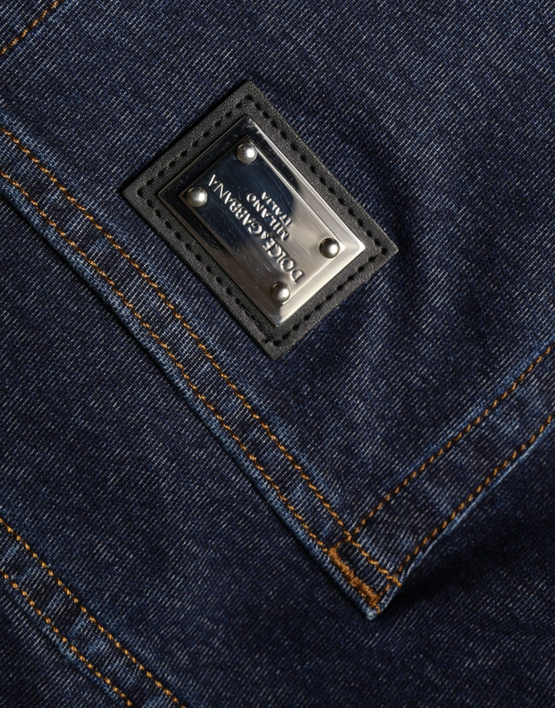 Dolce & Gabbana Dark Blue Cotton Stretch Straight Denim Jeans | Regal Royce