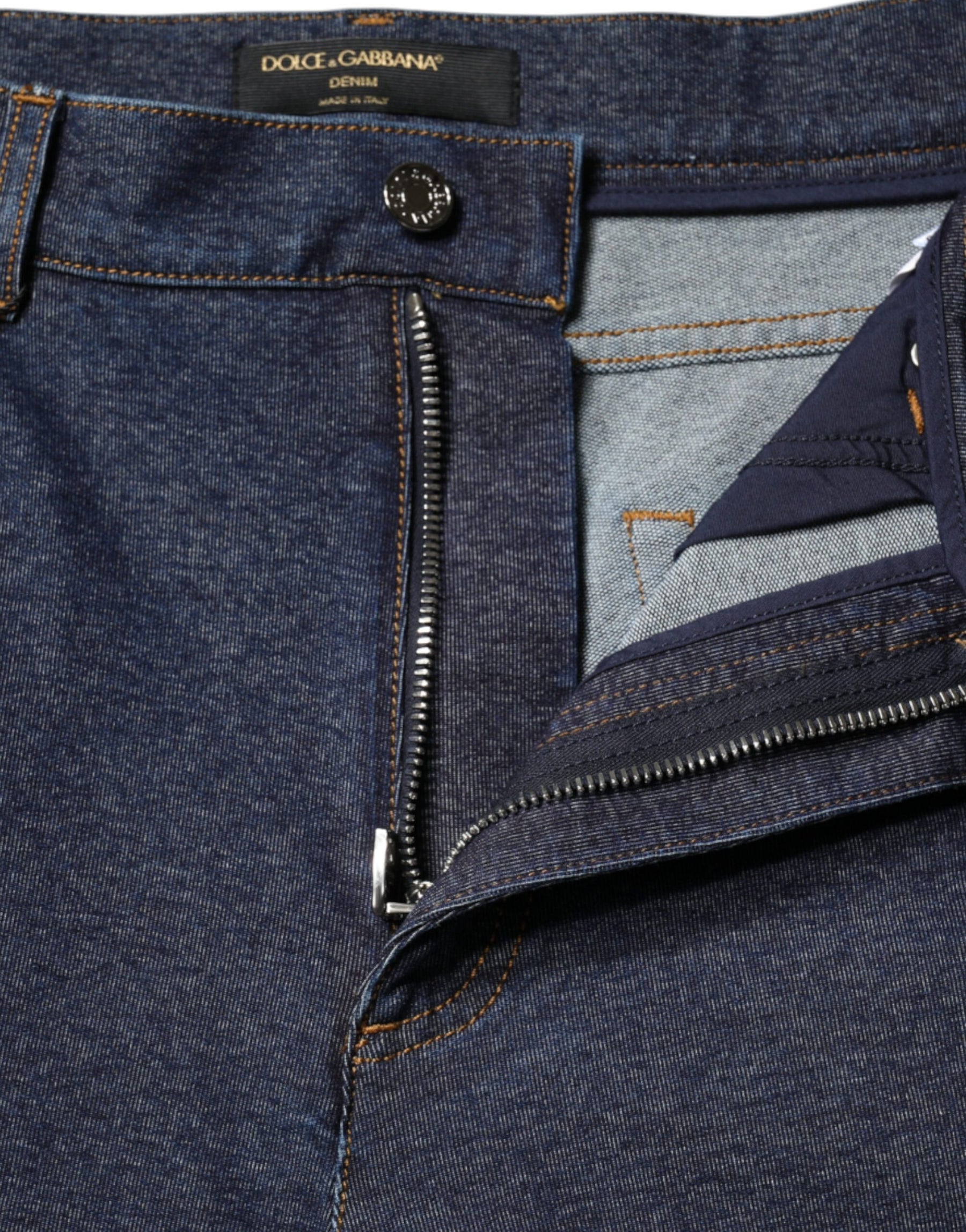 Dolce & Gabbana Dark Blue Cotton Stretch Straight Denim Jeans | Regal Royce