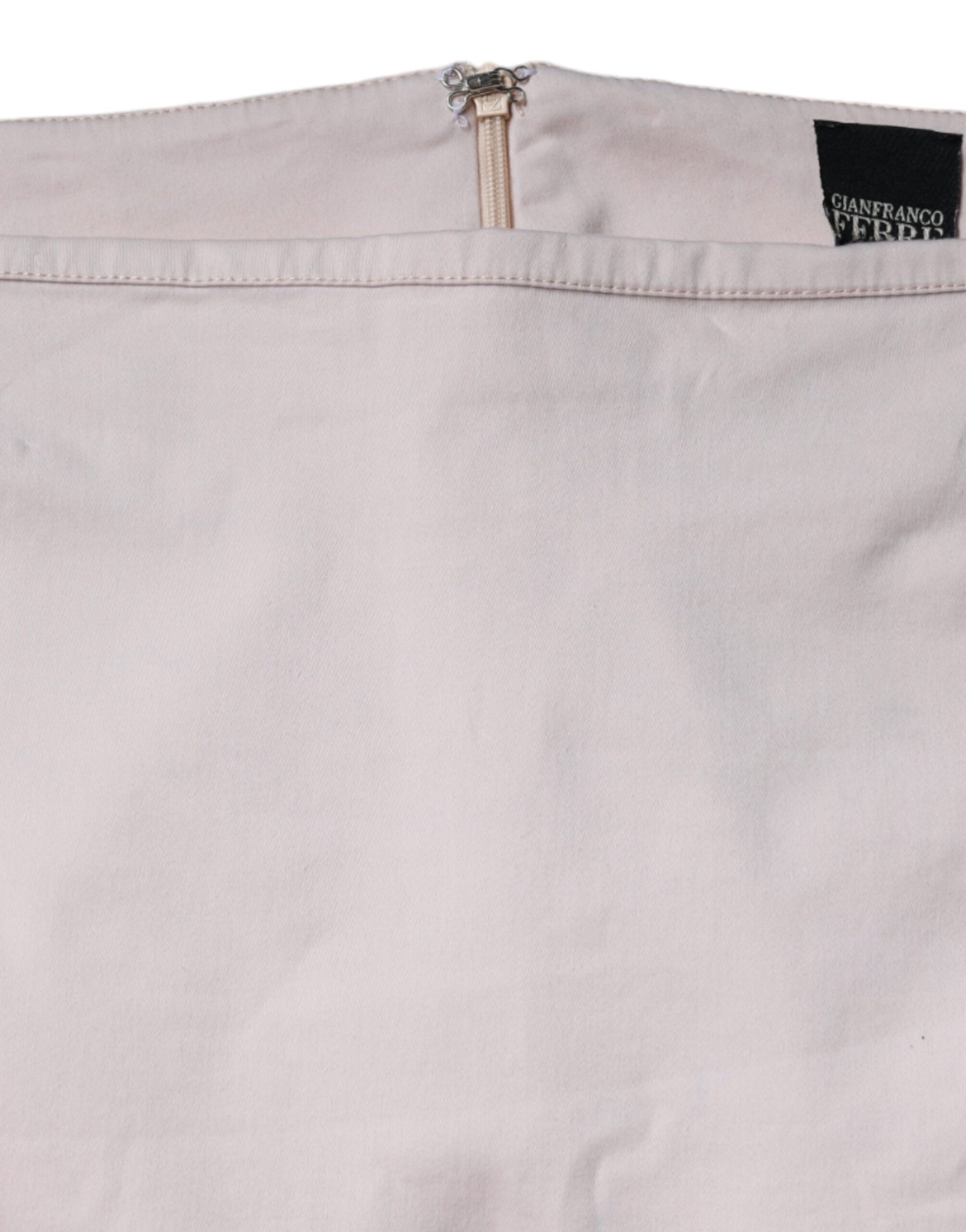 GF Ferre Beige Cotton Stretch Mid Waist Pencil Cut Skirt | Regal Royce