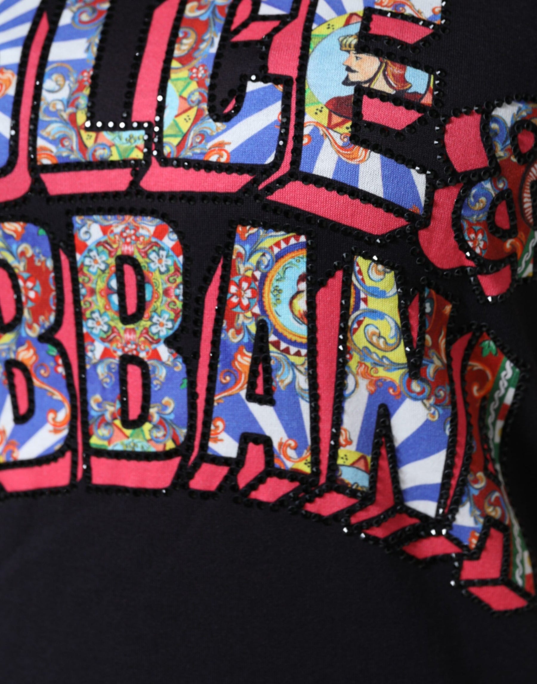 Dolce & Gabbana Black Cotton Logo Print Round Neck T-shirt | Regal Royce