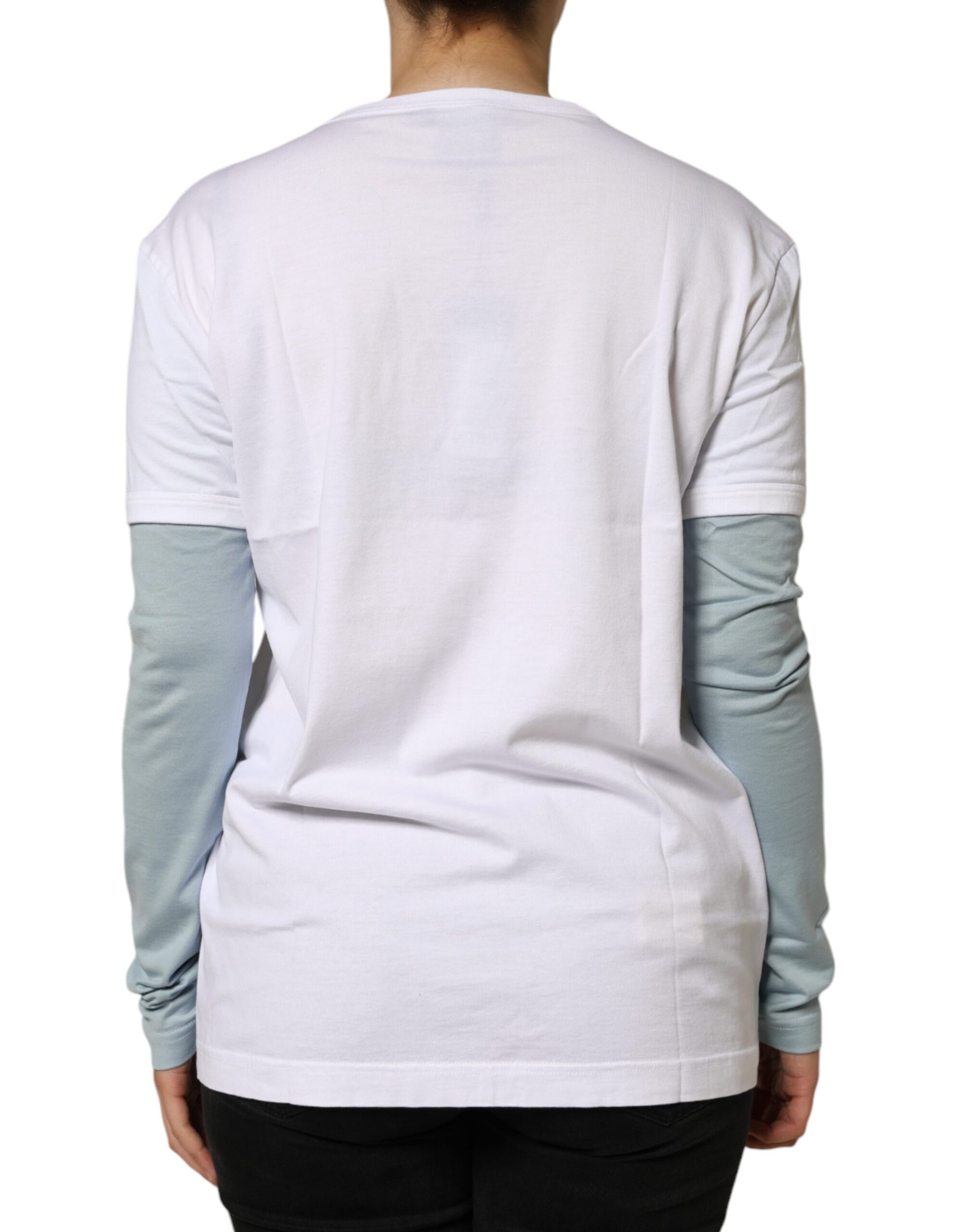 Dolce & Gabbana White Cotton Logo Print Round Neck T-shirt | Regal Royce