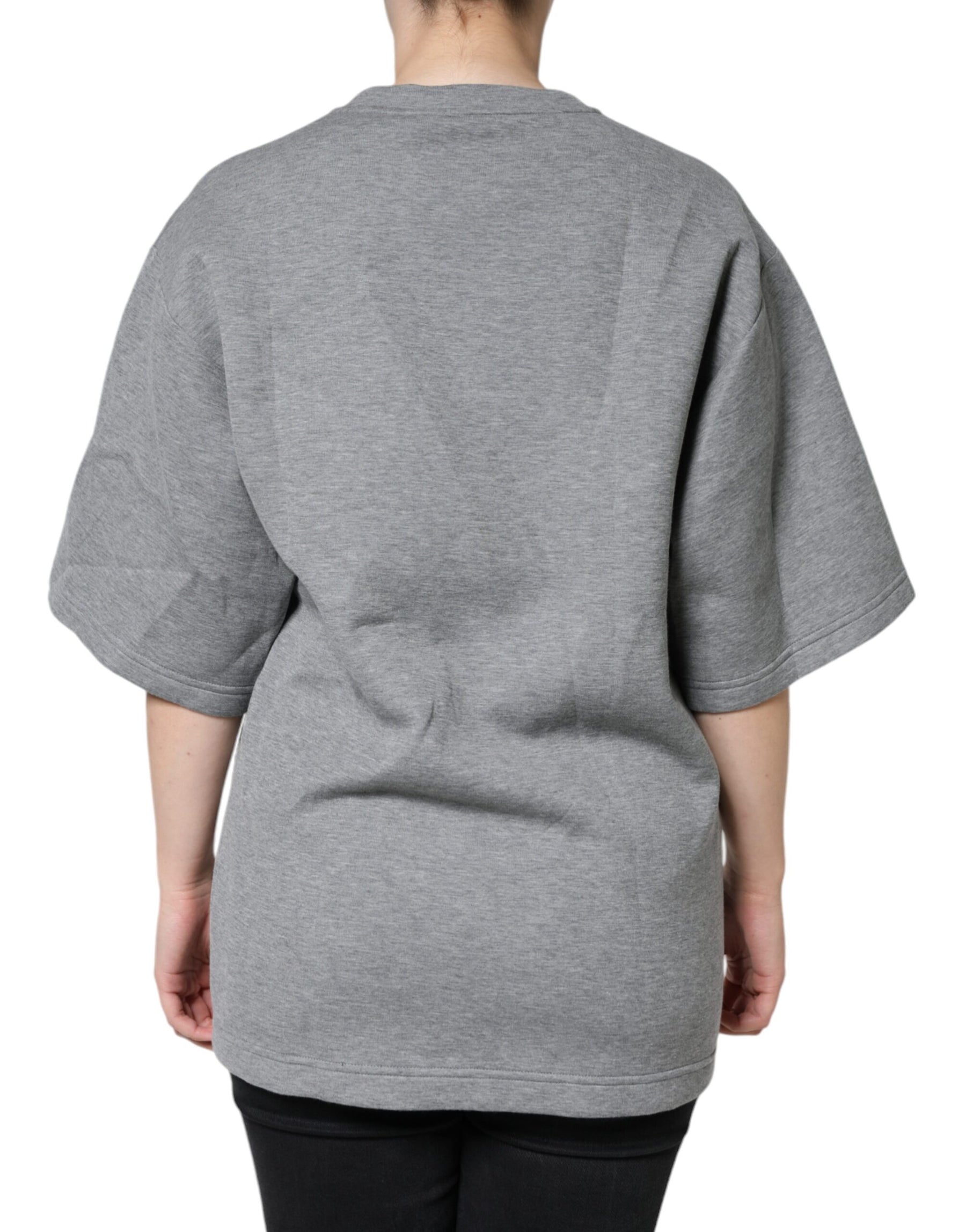 Dolce & Gabbana Gray Cotton Blend Embellished Tee T-shirt | Regal Royce