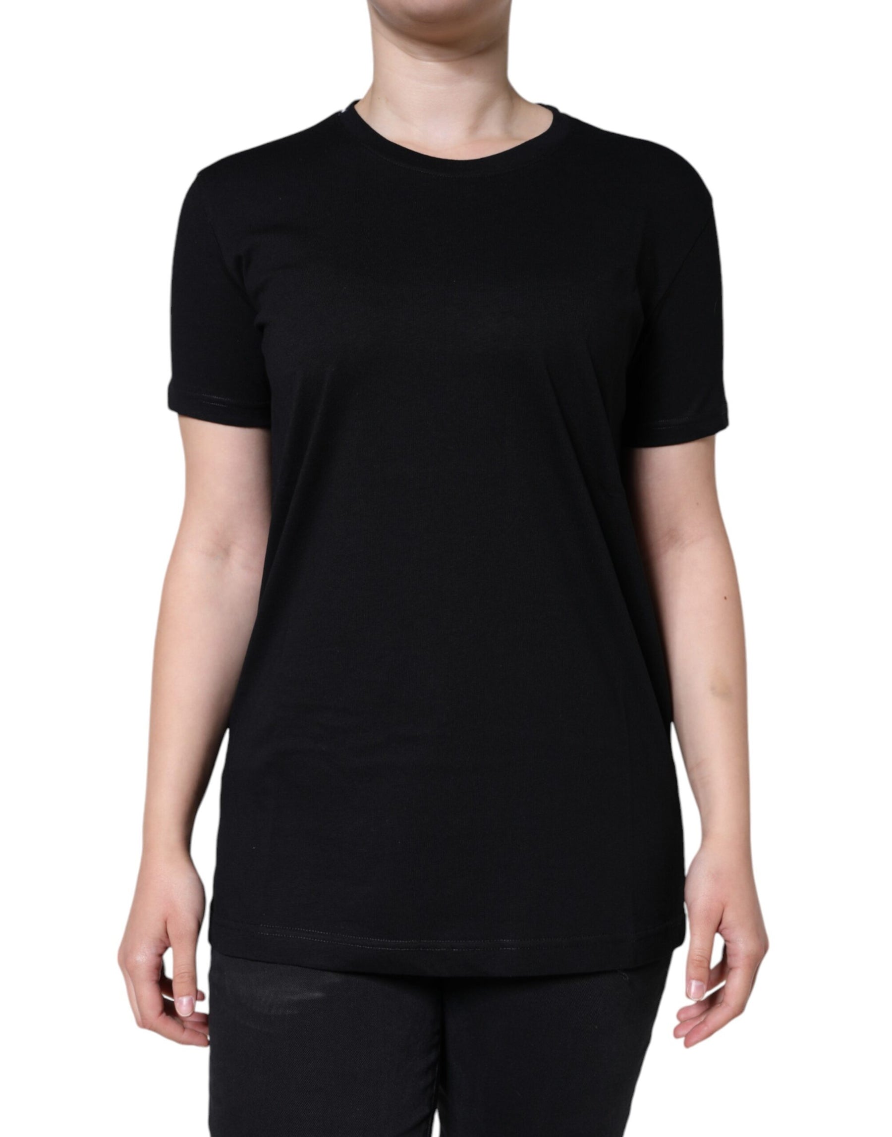Dolce & Gabbana Black Cotton Crew Neck Short Sleeve T-shirt | Regal Royce