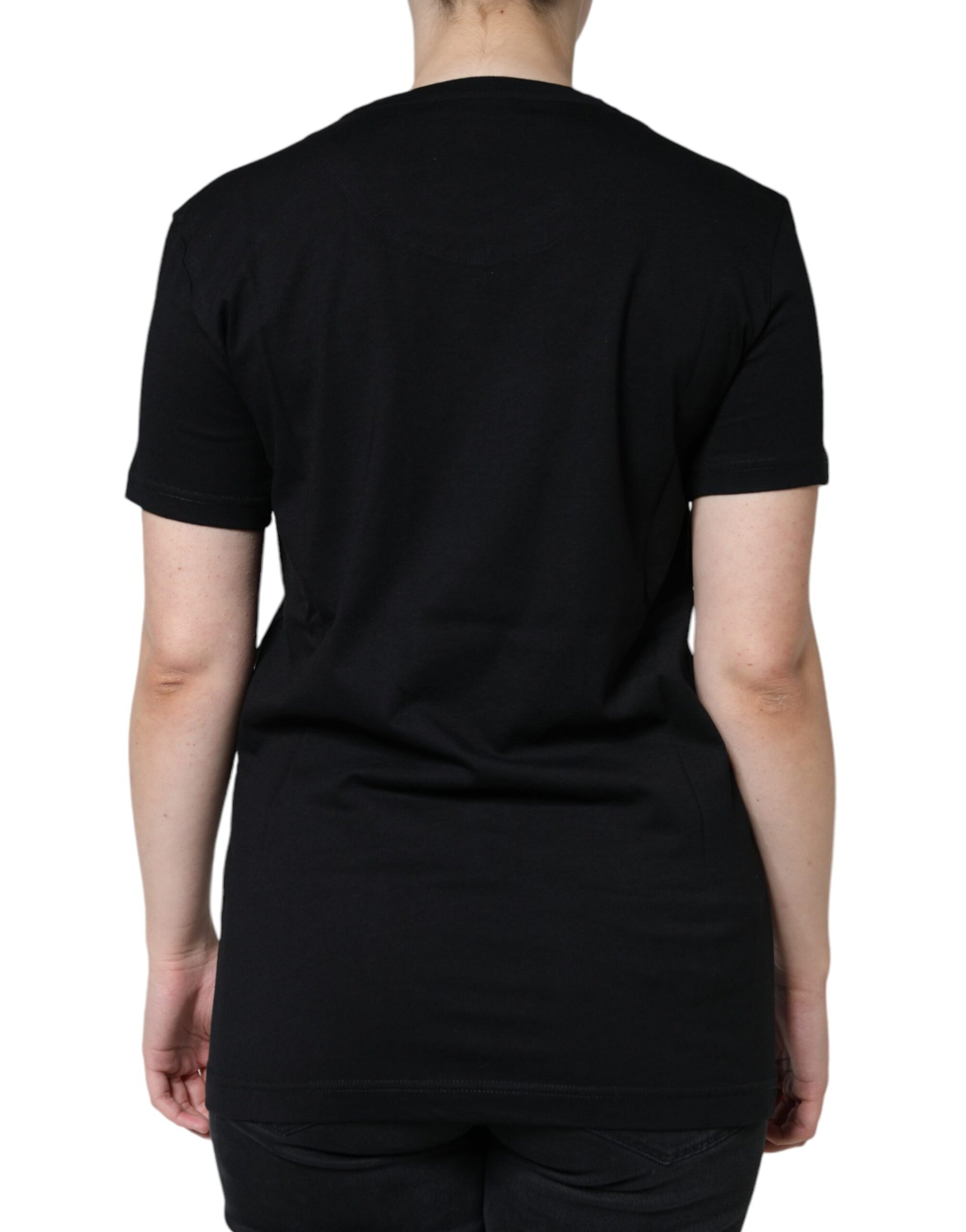 Dolce & Gabbana Black Cotton Crew Neck Short Sleeve T-shirt | Regal Royce