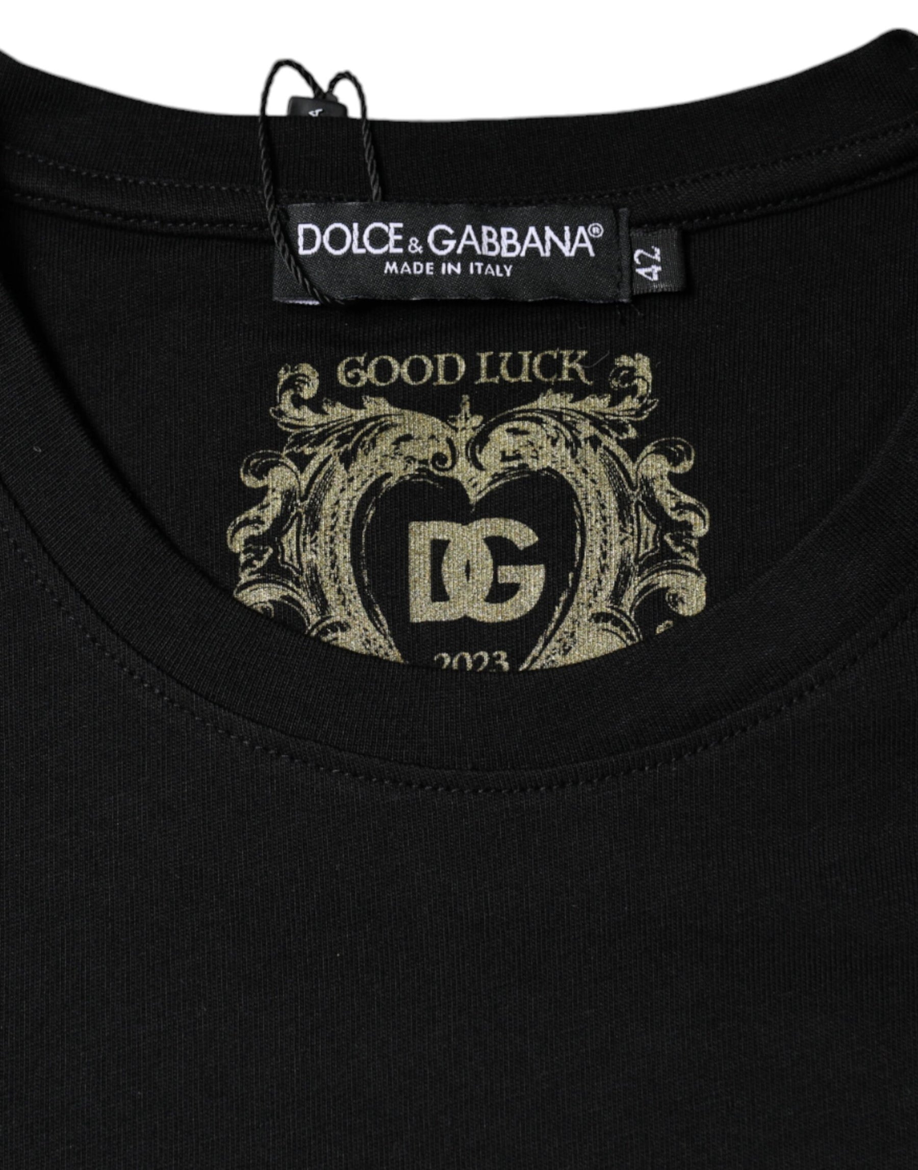 Dolce & Gabbana Black Cotton Crew Neck Short Sleeve T-shirt | Regal Royce