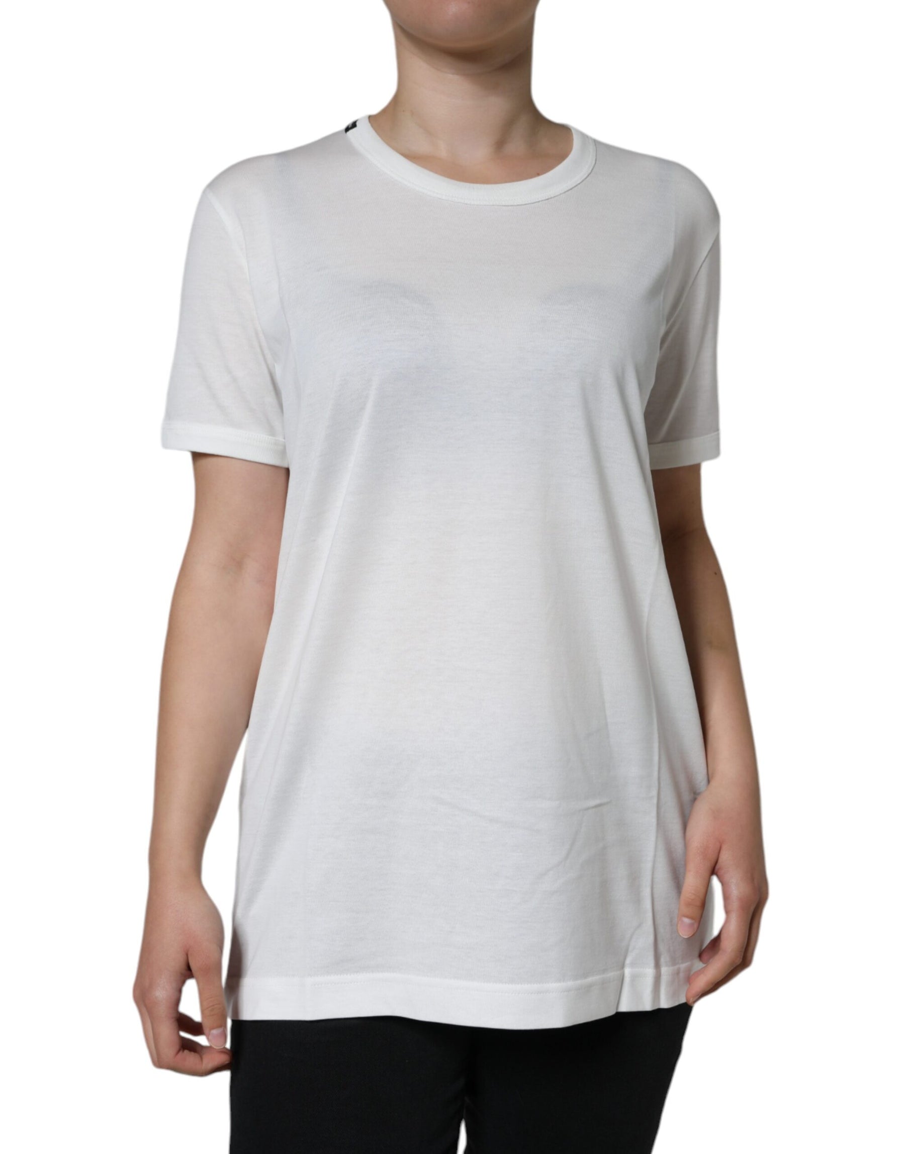 Dolce & Gabbana White Cotton Crew Neck Short Sleeve T-shirt | Regal Royce