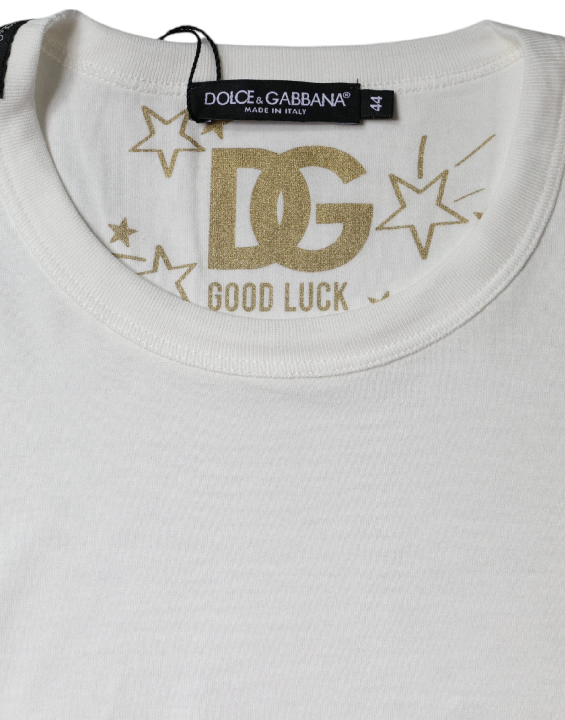 Dolce & Gabbana White Cotton Crew Neck Short Sleeve T-shirt | Regal Royce