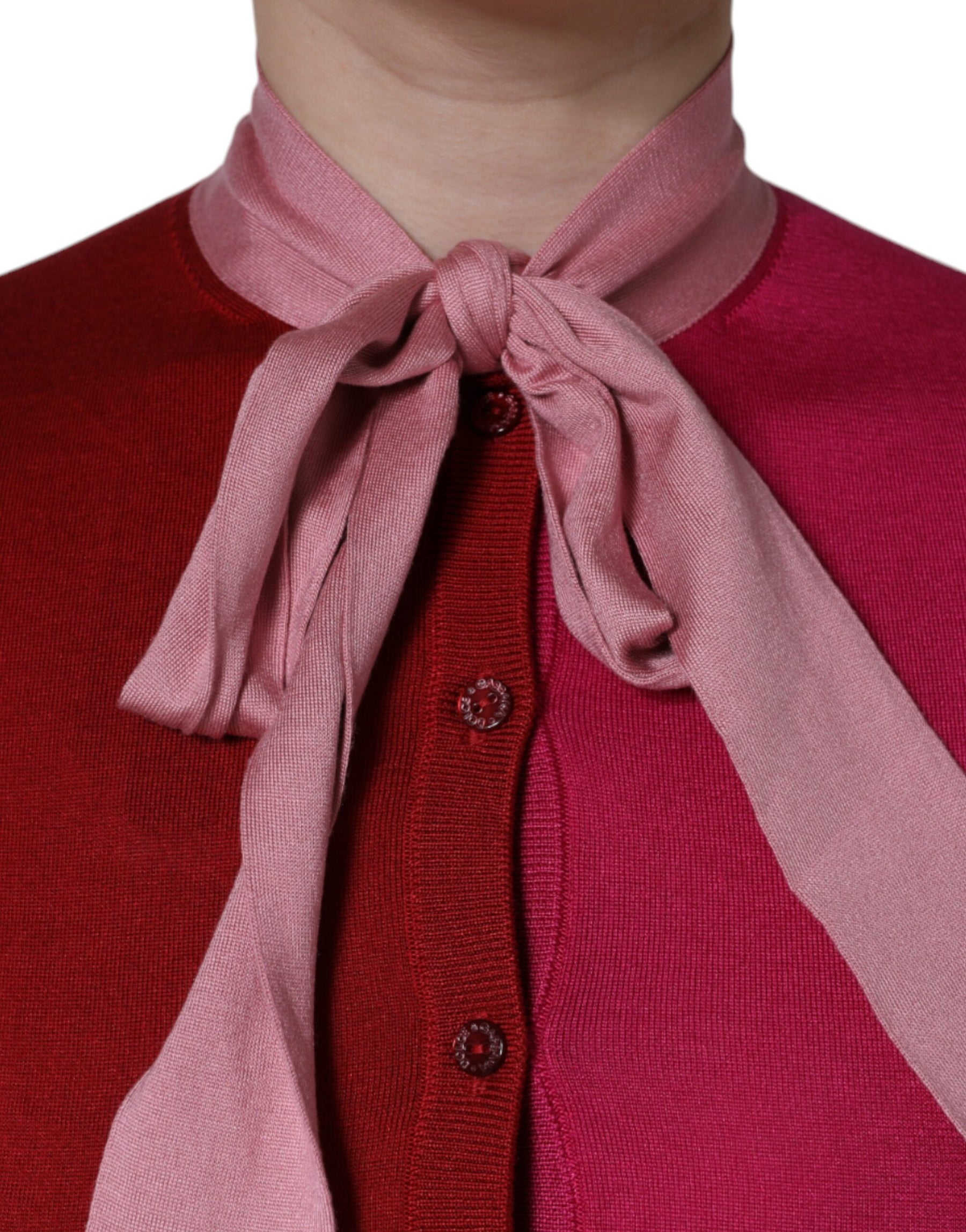 Dolce & Gabbana Pink Short Sleeves Pullover Ascot Collar Top | Regal Royce