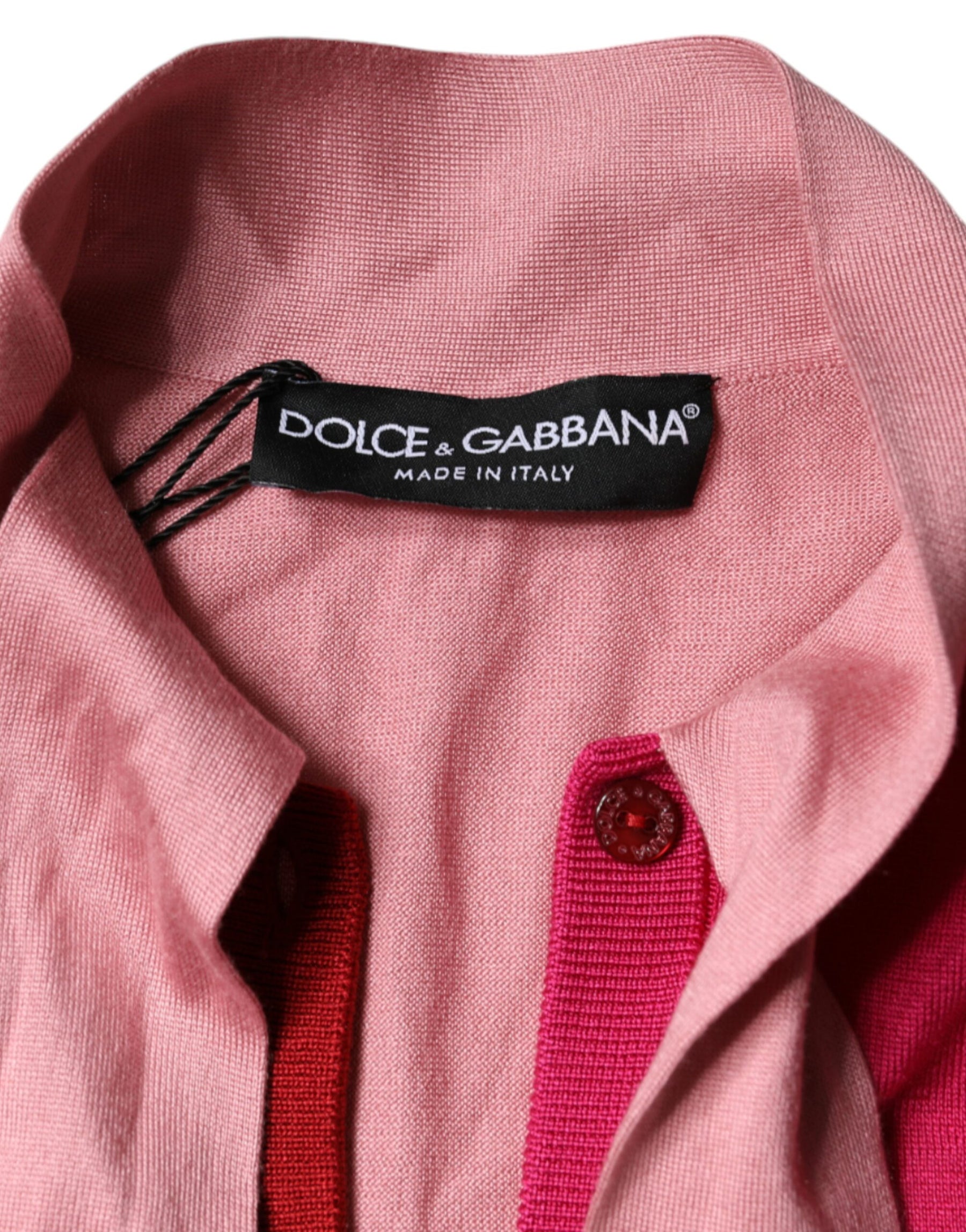 Dolce & Gabbana Pink Short Sleeves Pullover Ascot Collar Top | Regal Royce