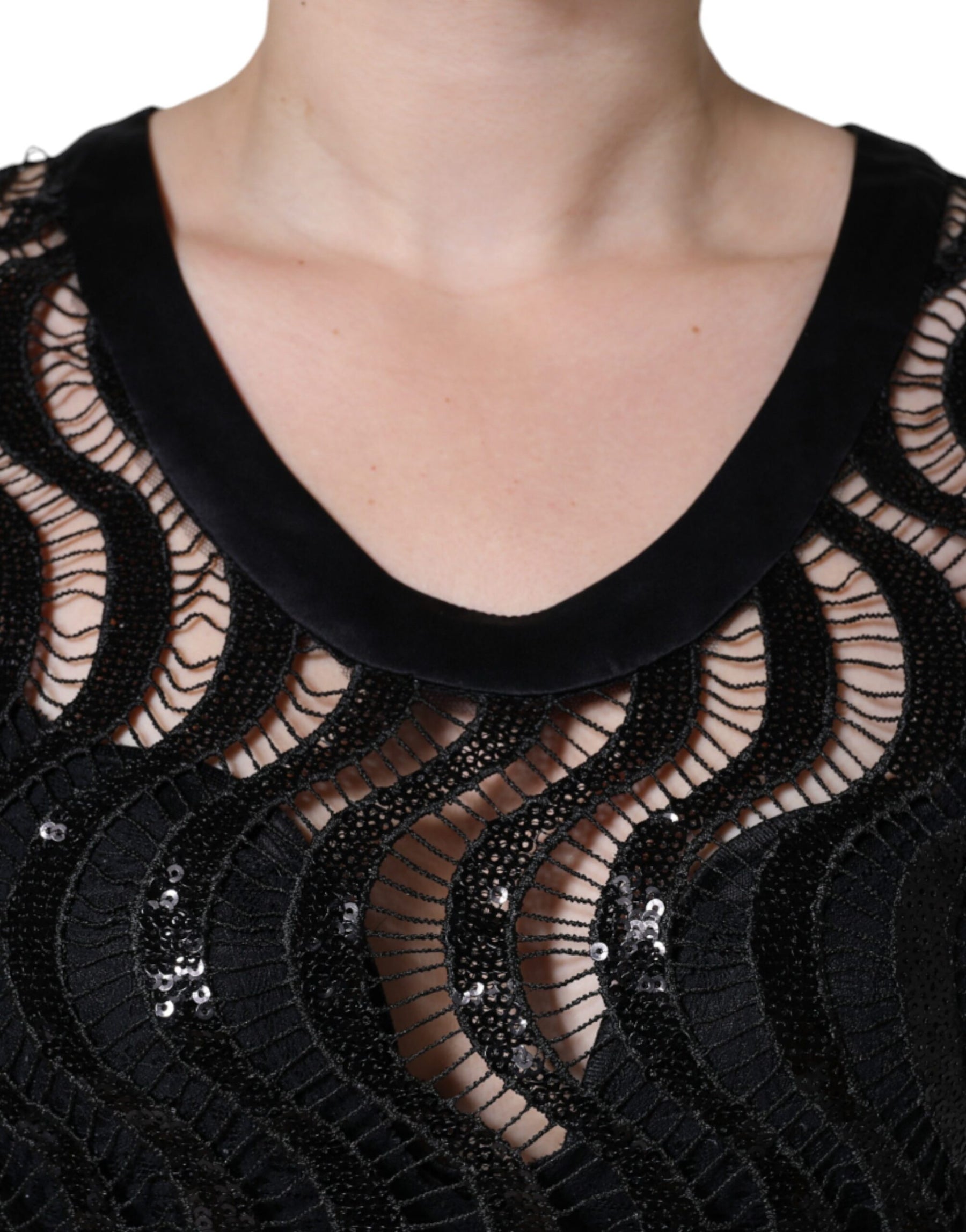 Dolce & Gabbana Black Sequin Sleeveless Tank Blouse Top | Regal Royce