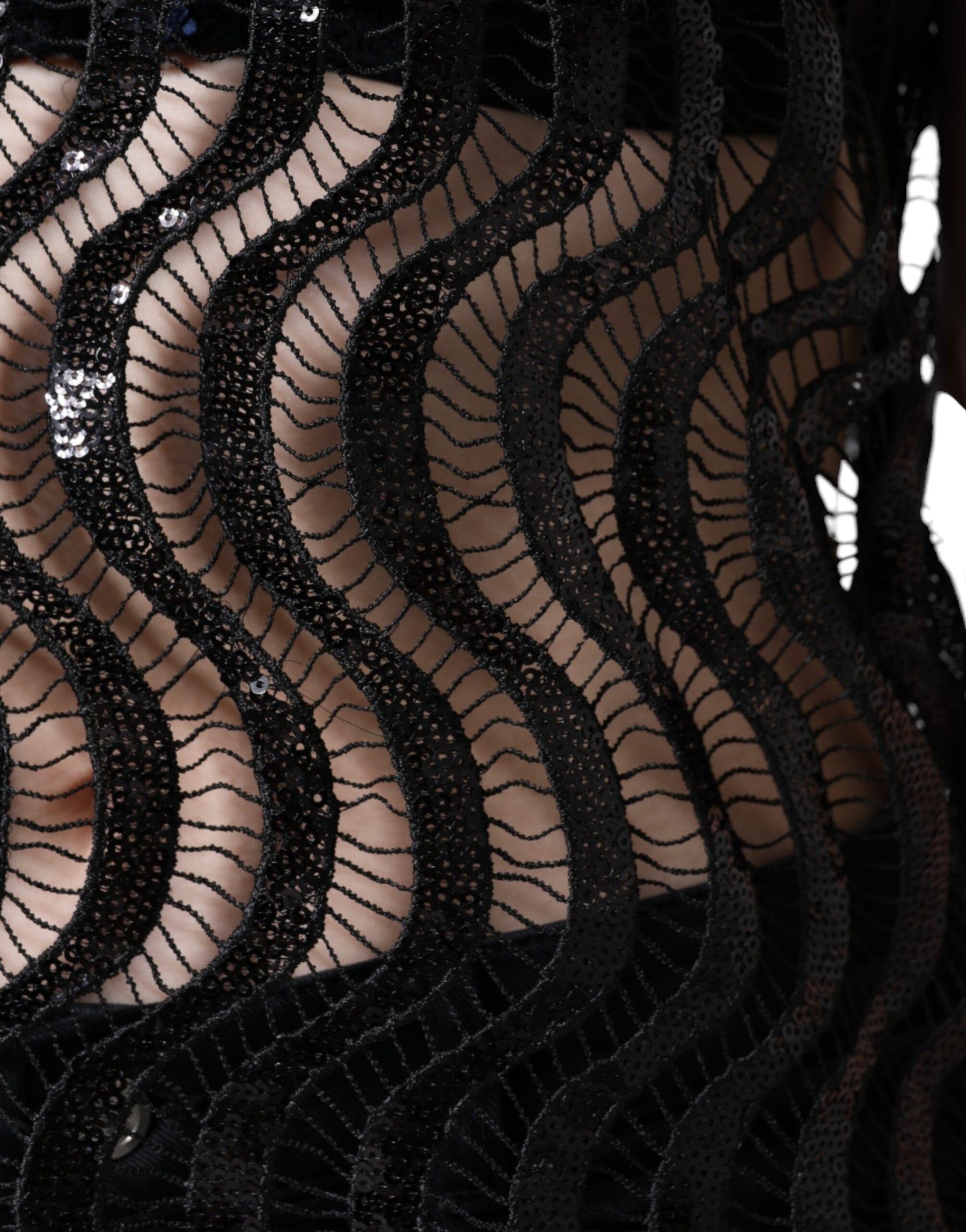 Dolce & Gabbana Black Sequin Sleeveless Tank Blouse Top | Regal Royce