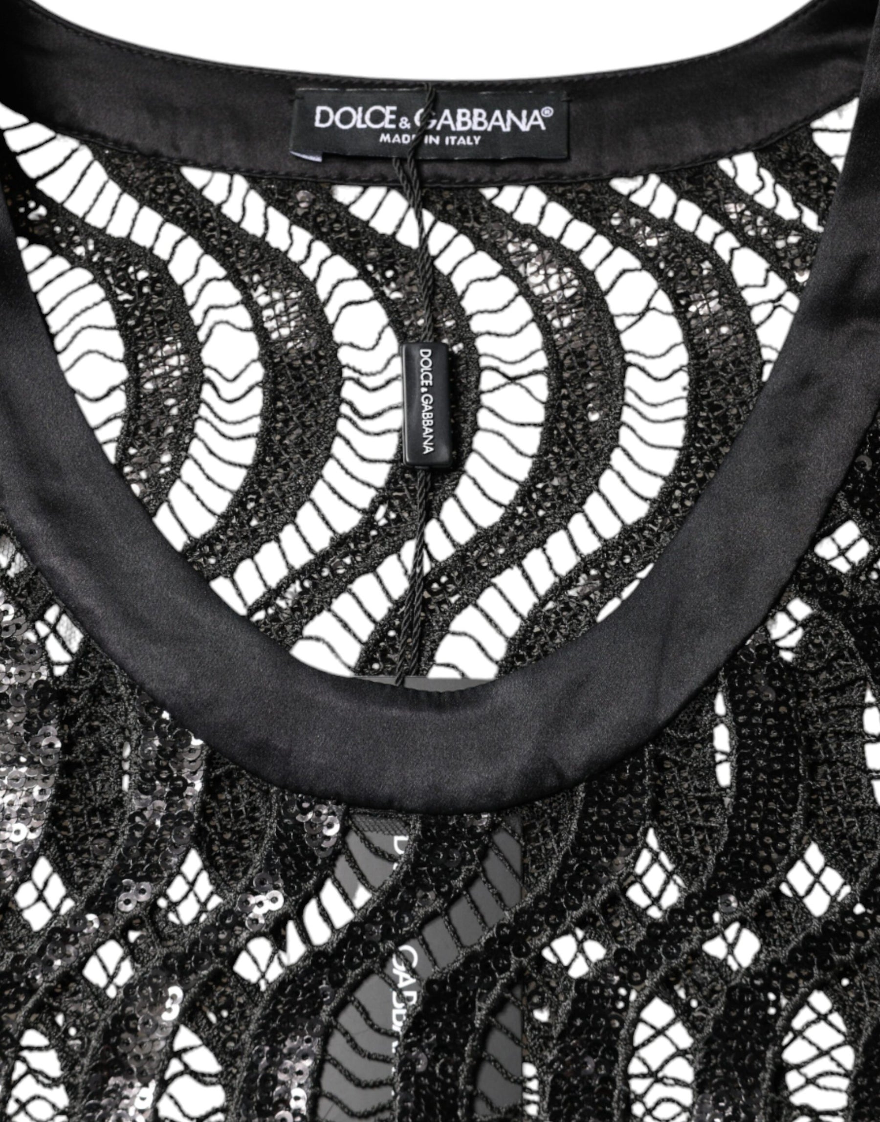 Dolce & Gabbana Black Sequin Sleeveless Tank Blouse Top | Regal Royce
