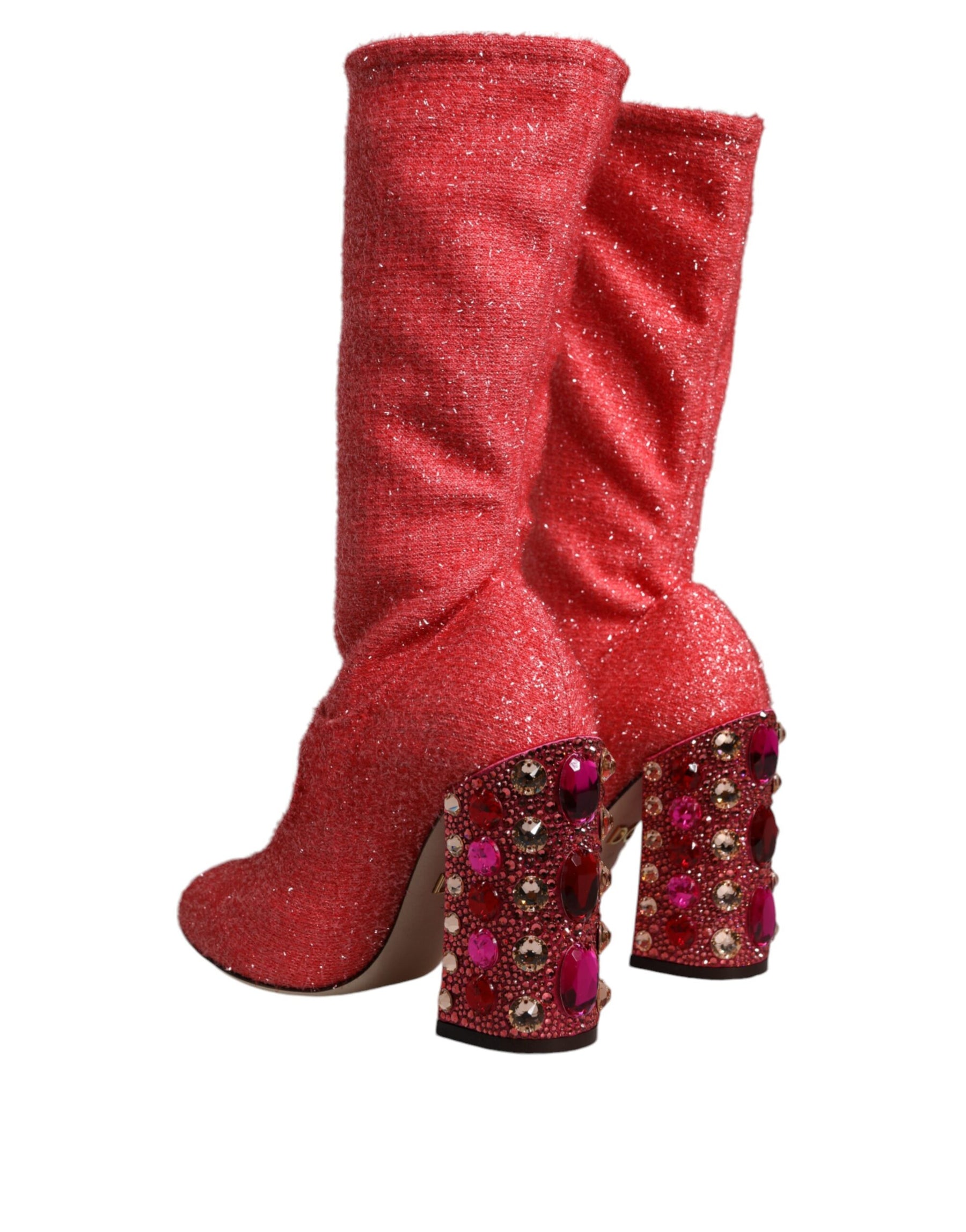 Dolce & Gabbana Pink Crystal Lurex Fantasy High Boots Shoes | Regal Royce