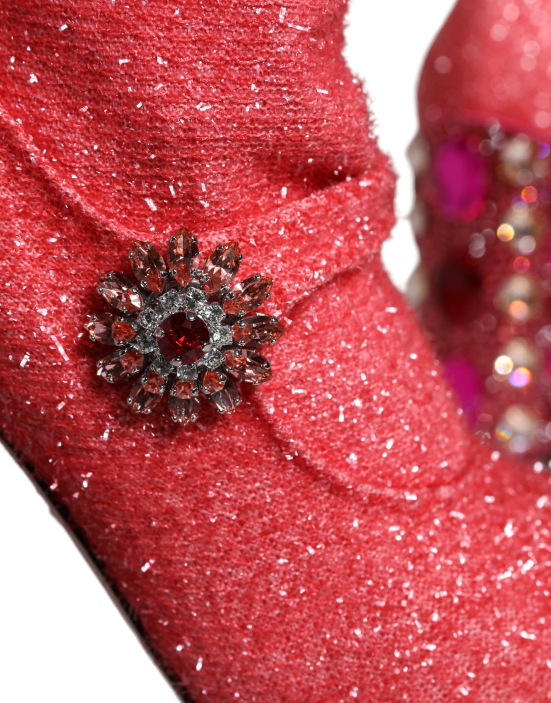 Dolce & Gabbana Pink Crystal Lurex Fantasy High Boots Shoes | Regal Royce