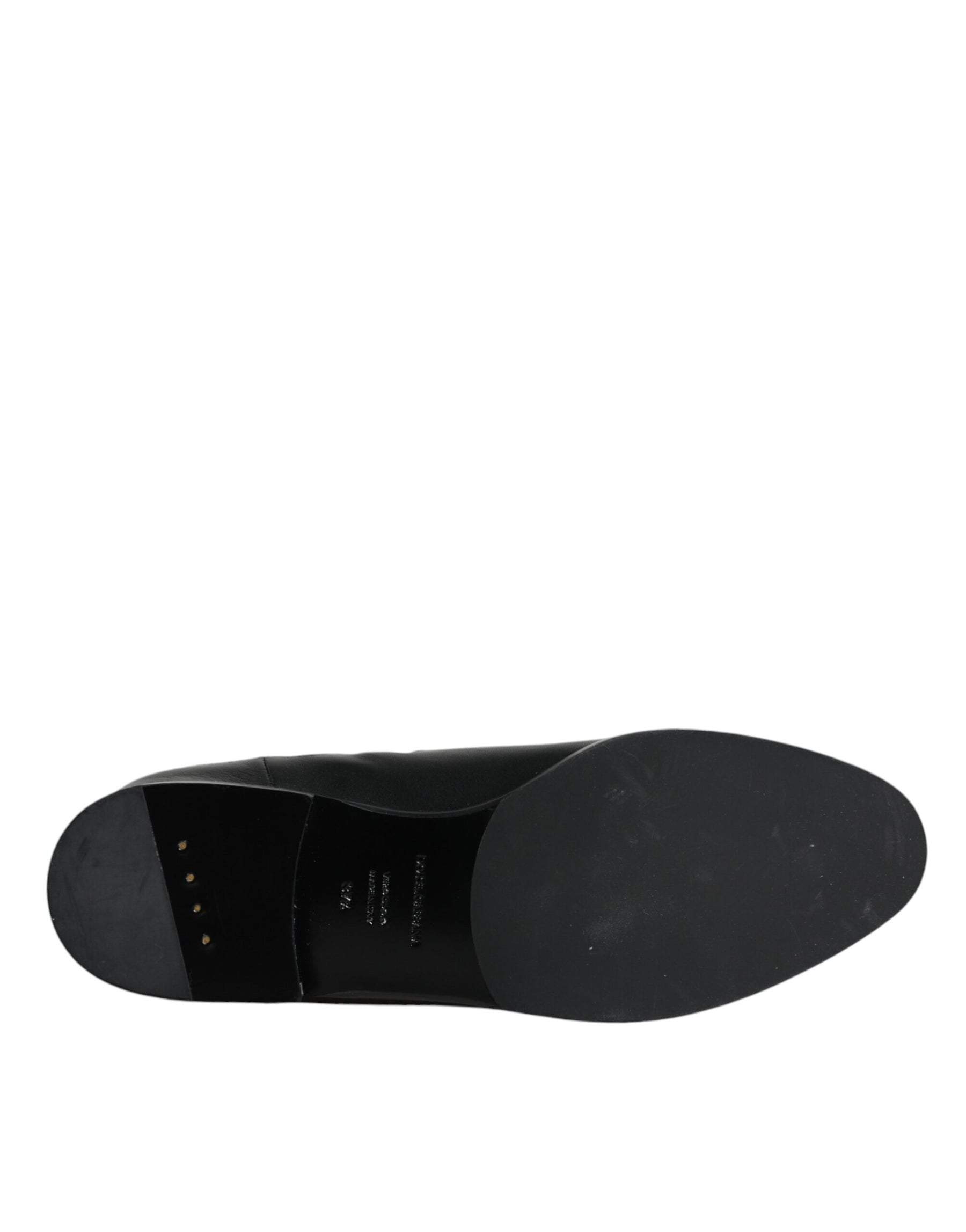 Dolce & Gabbana Black Leather Logo Mid Calf Boots Shoes | Regal Royce
