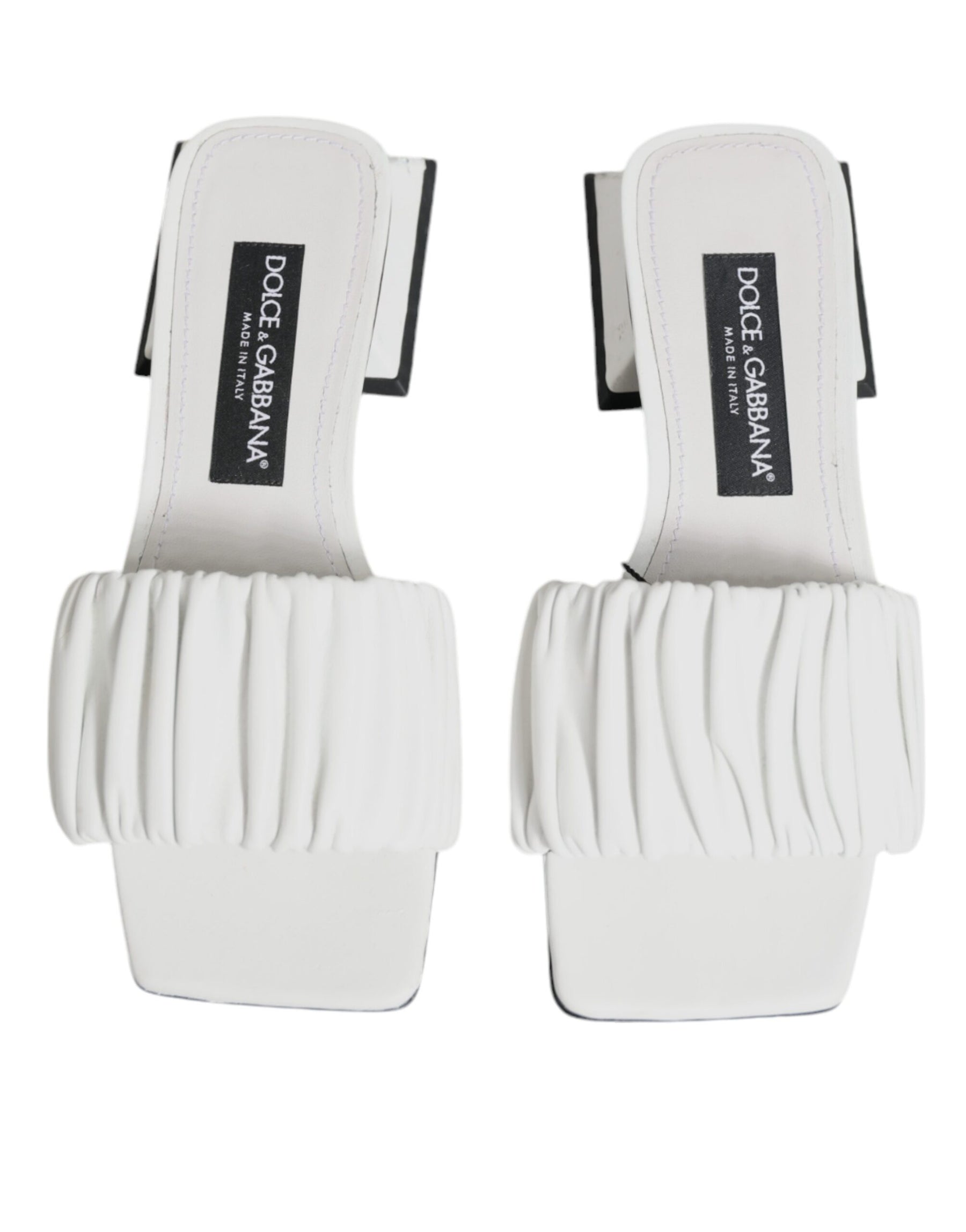 Dolce & Gabbana White Leather Slides Flats Sandals Shoes | Regal Royce