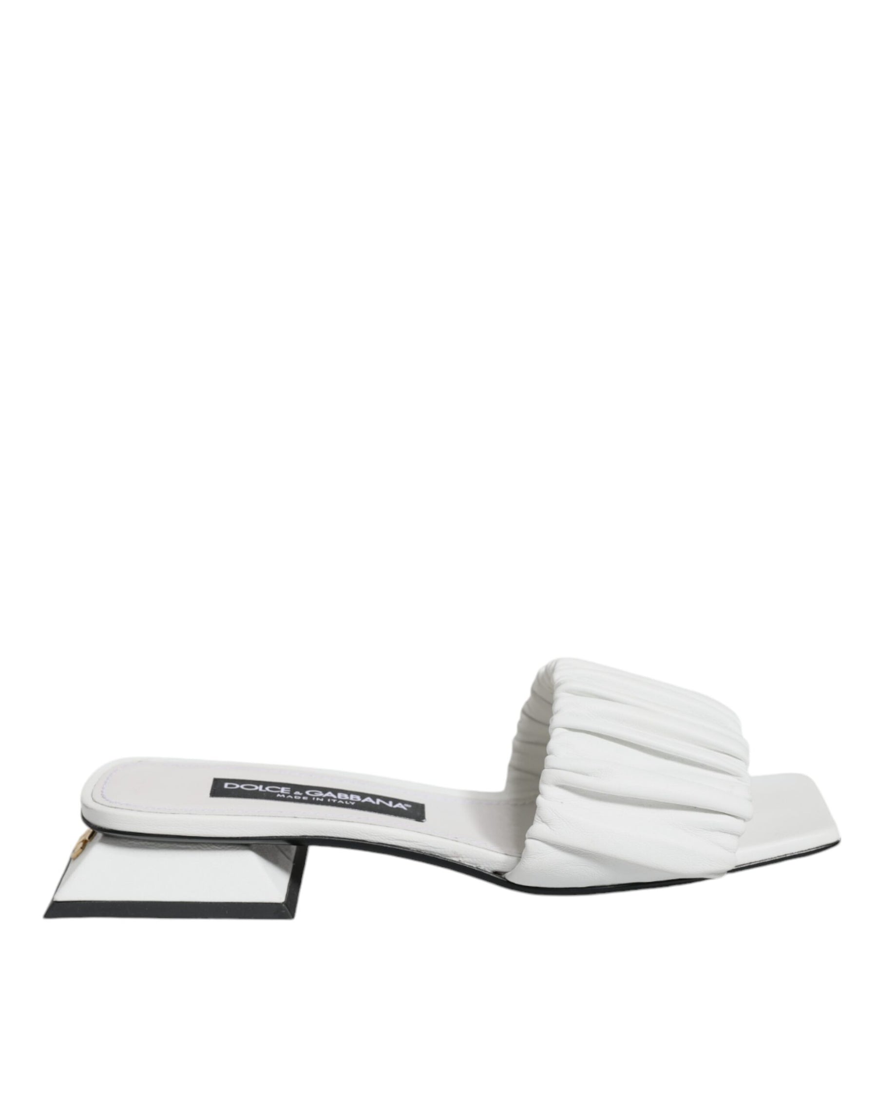 Dolce & Gabbana White Leather Slides Flats Sandals Shoes | Regal Royce