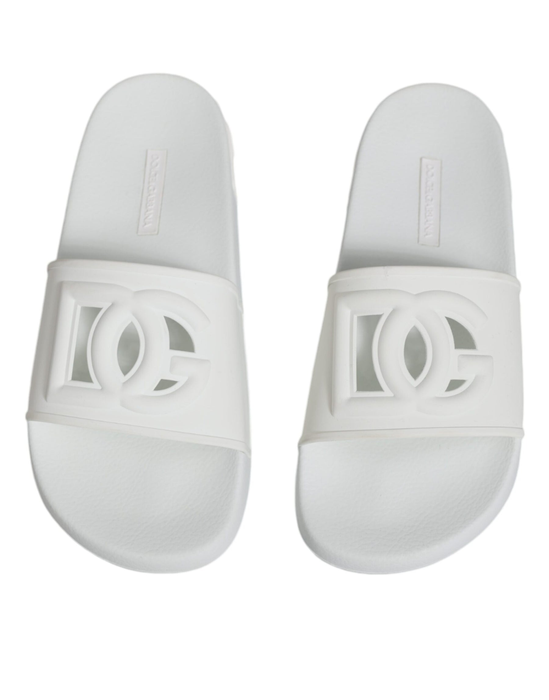 Dolce & Gabbana White Rubber Slides Sandals Beachwear Shoes | Regal Royce