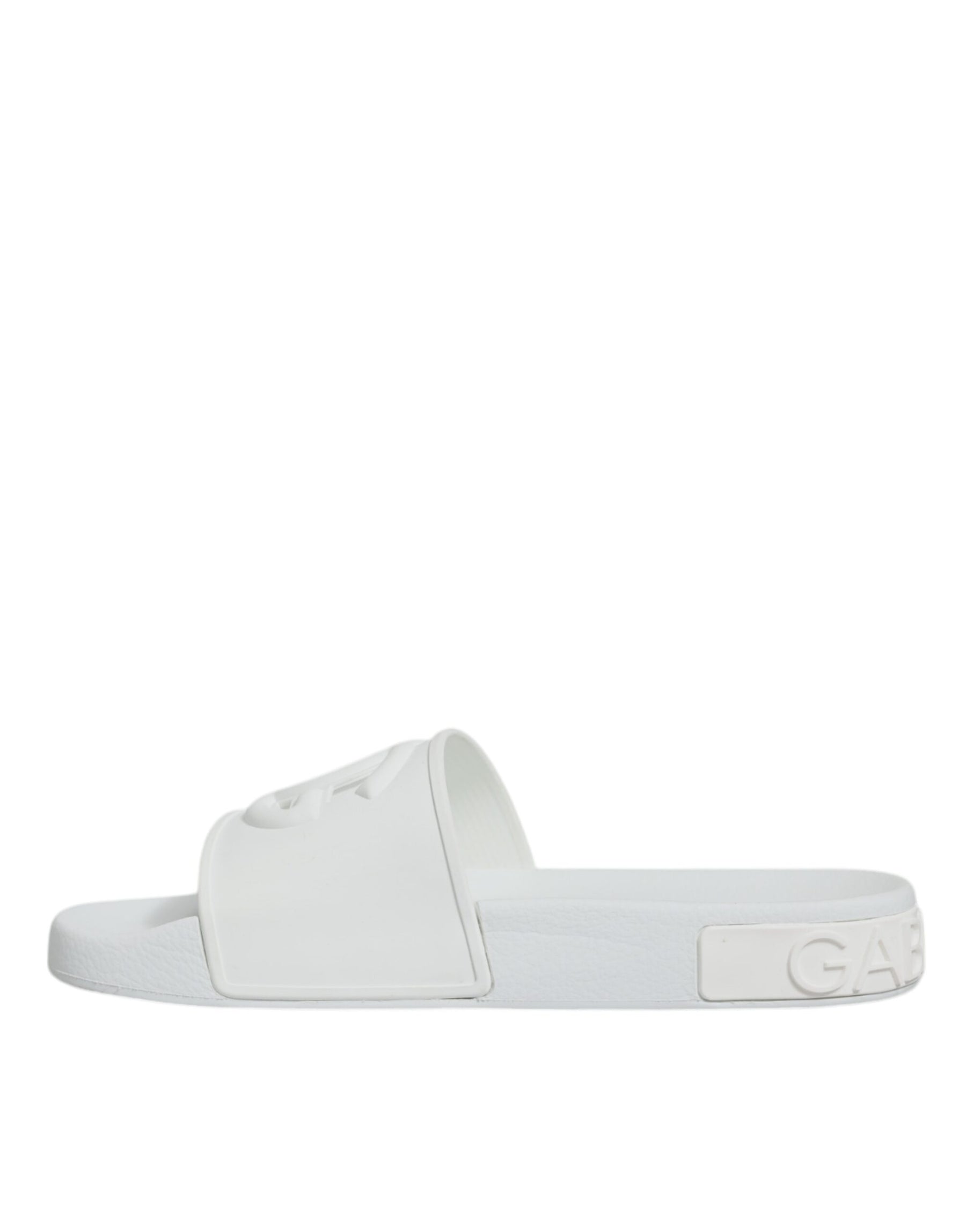 Dolce & Gabbana White Rubber Slides Sandals Beachwear Shoes | Regal Royce