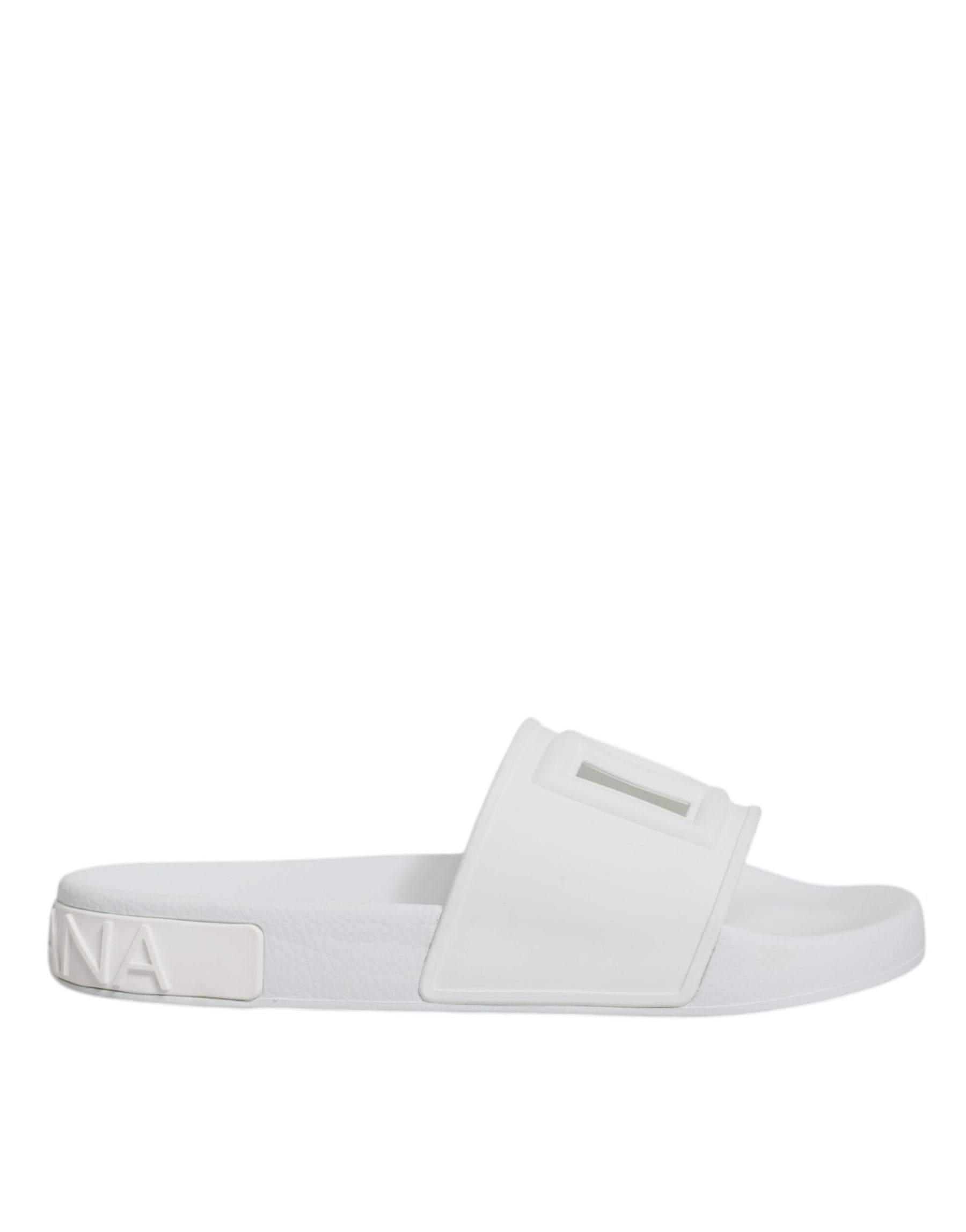 Dolce & Gabbana White Rubber Slides Sandals Beachwear Shoes | Regal Royce