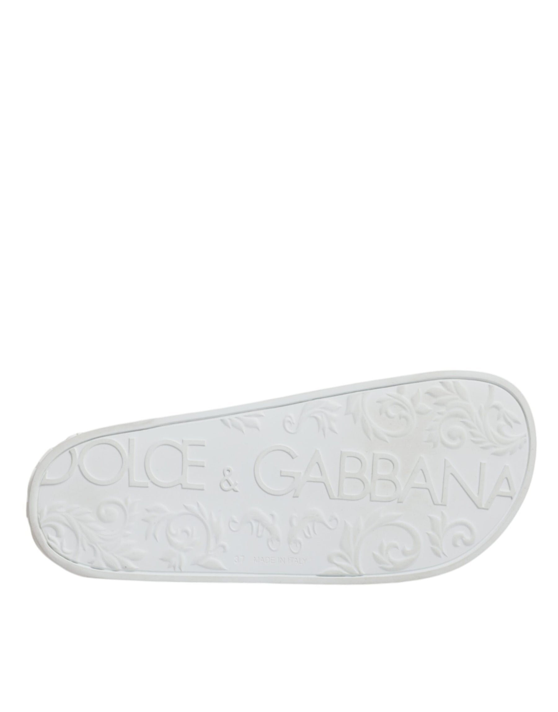 Dolce & Gabbana White Rubber Slides Sandals Beachwear Shoes | Regal Royce