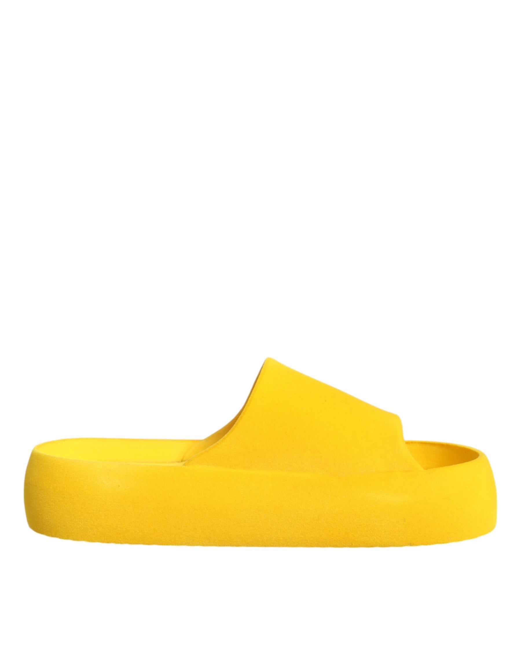 Dolce & Gabbana Yellow Rubber Slides Sandals Beachwear Shoes | Regal Royce