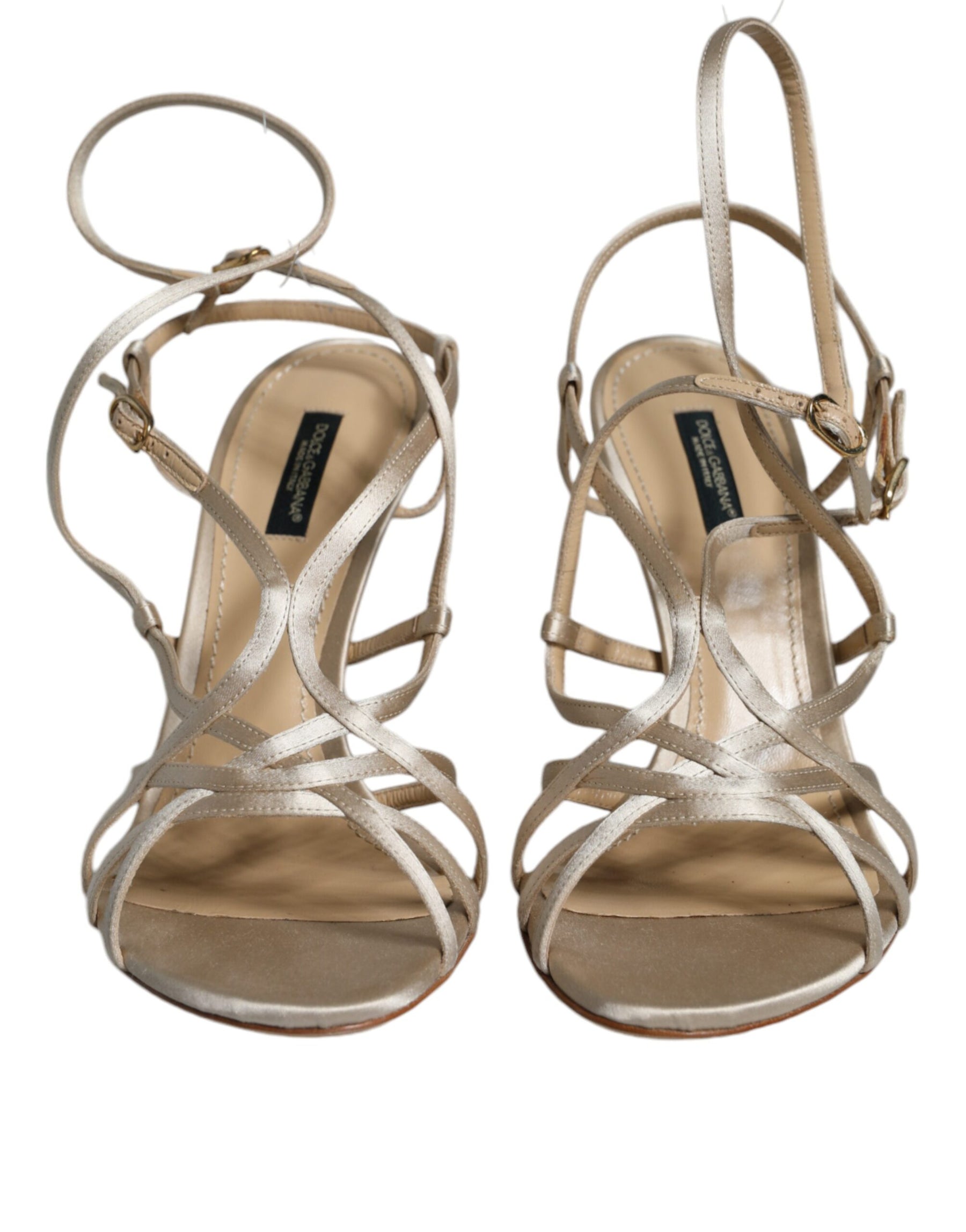 Dolce & Gabbana Beige Leather Stiletto Heels Sandals Shoes | Regal Royce