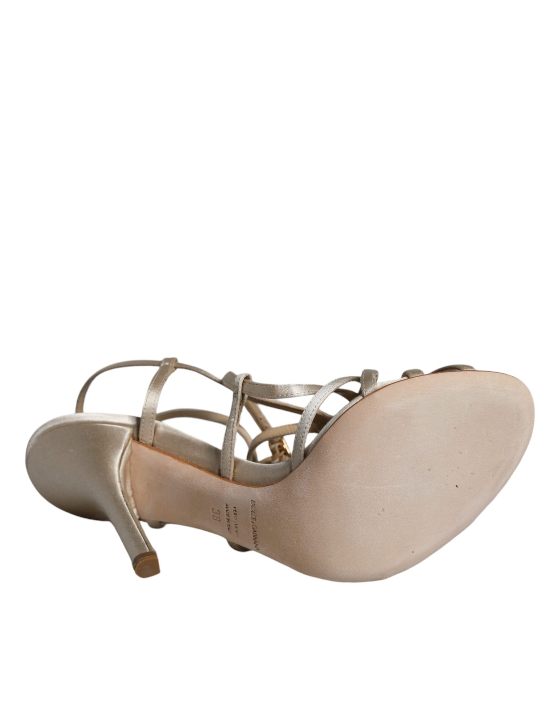 Dolce & Gabbana Beige Leather Stiletto Heels Sandals Shoes | Regal Royce