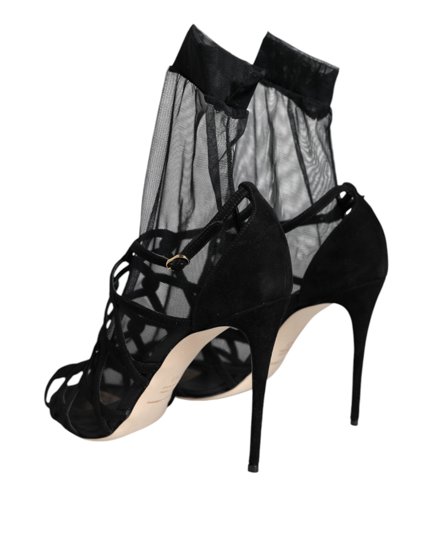 Dolce & Gabbana Black Tulle Stretch Heels Sandals Shoes | Regal Royce