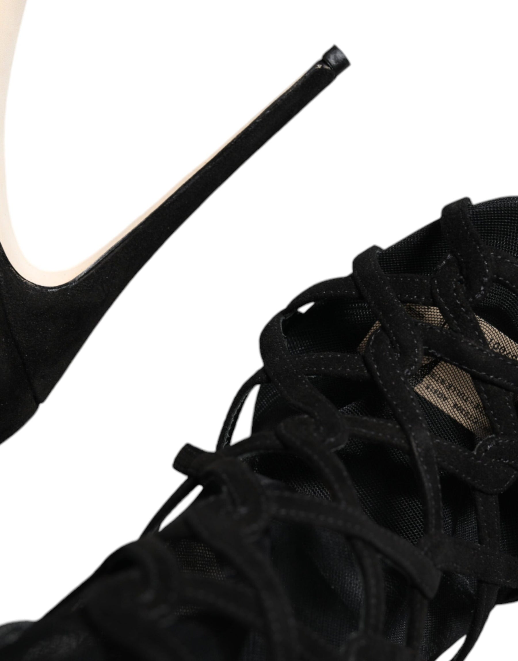 Dolce & Gabbana Black Tulle Stretch Heels Sandals Shoes | Regal Royce