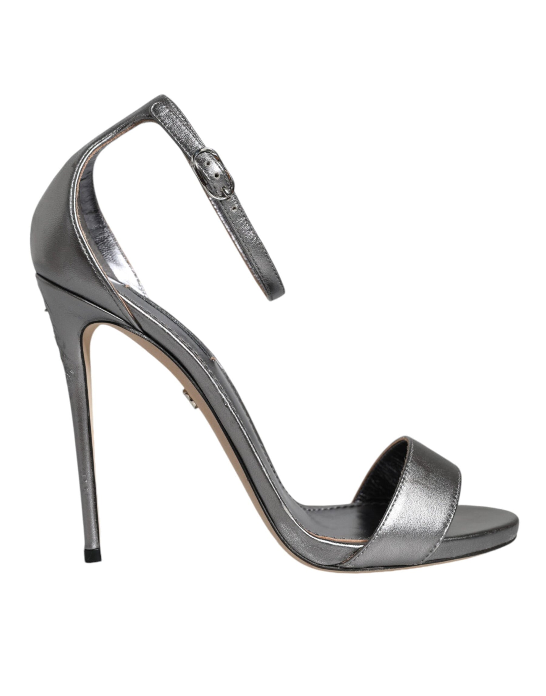 Dolce & Gabbana Silver KEIRA Heels Ankle Strap Sandals Shoes | Regal Royce