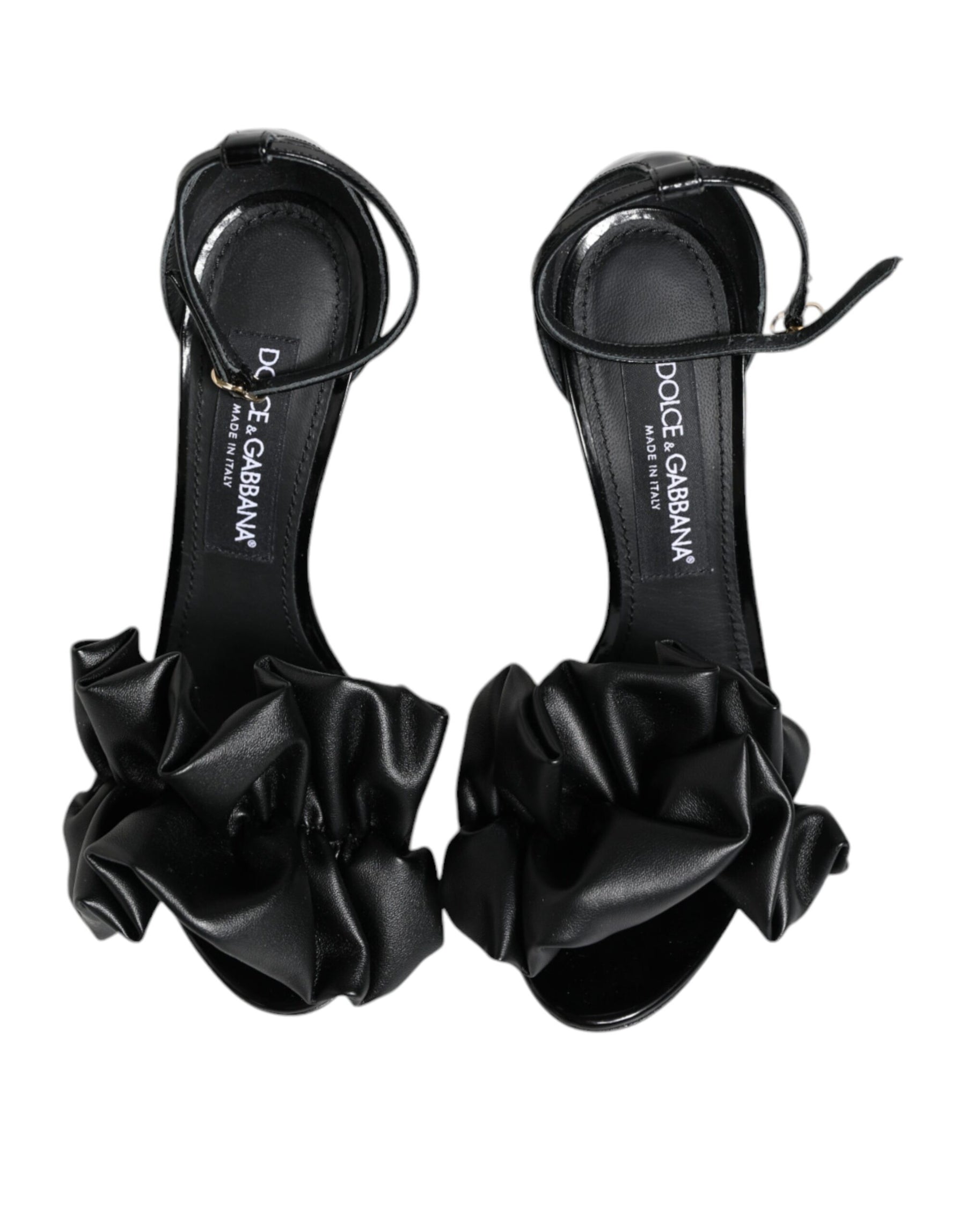 Dolce & Gabbana Black Leather Ankle Strap Heel Sandals Shoes | Regal Royce
