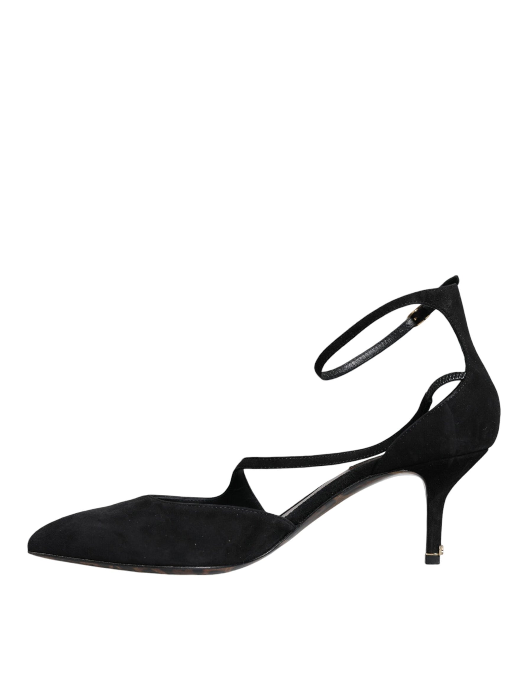 Dolce & Gabbana Black Suede Ankle Strap Heels Pumps Shoes | Regal Royce