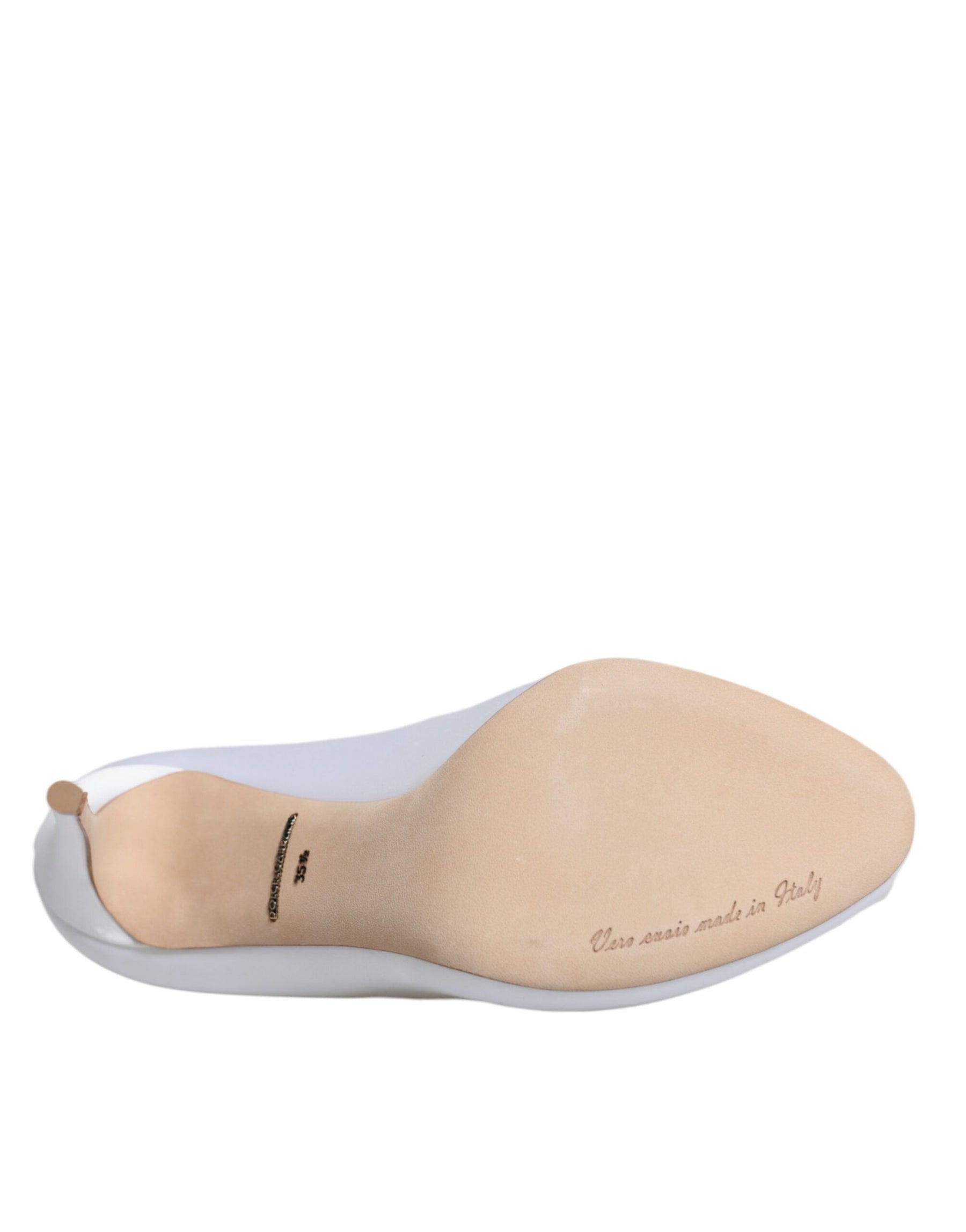 Dolce & Gabbana White Crystals Peep Toe Satin Pumps Shoes | Regal Royce