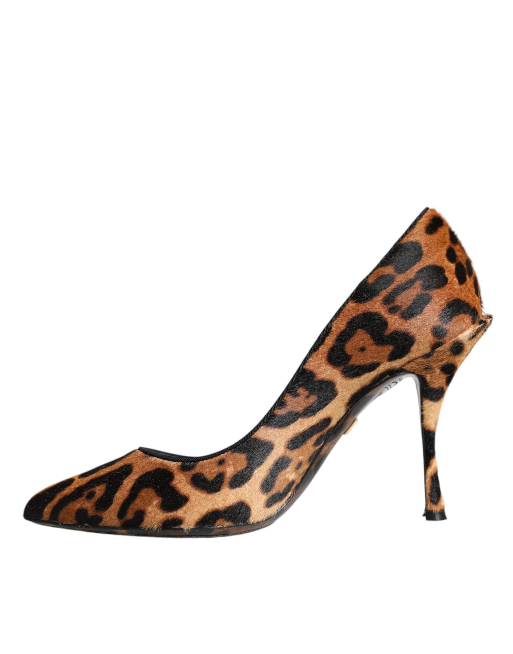 Dolce & Gabbana Brown Leopard Calf Hair Heels Pumps Shoes | Regal Royce