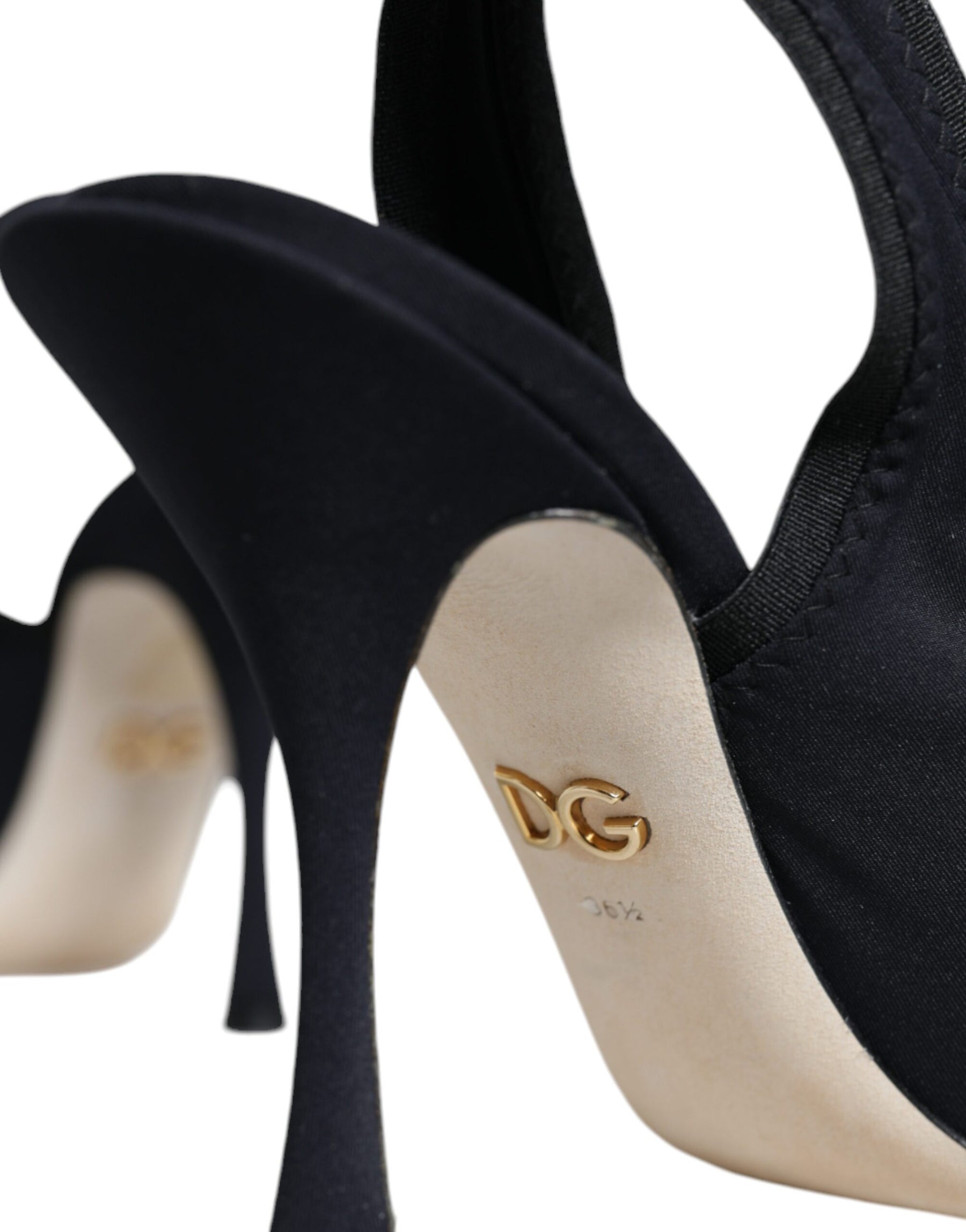 Dolce & Gabbana Black Jersey Stretch Heels Slingback Shoes | Regal Royce