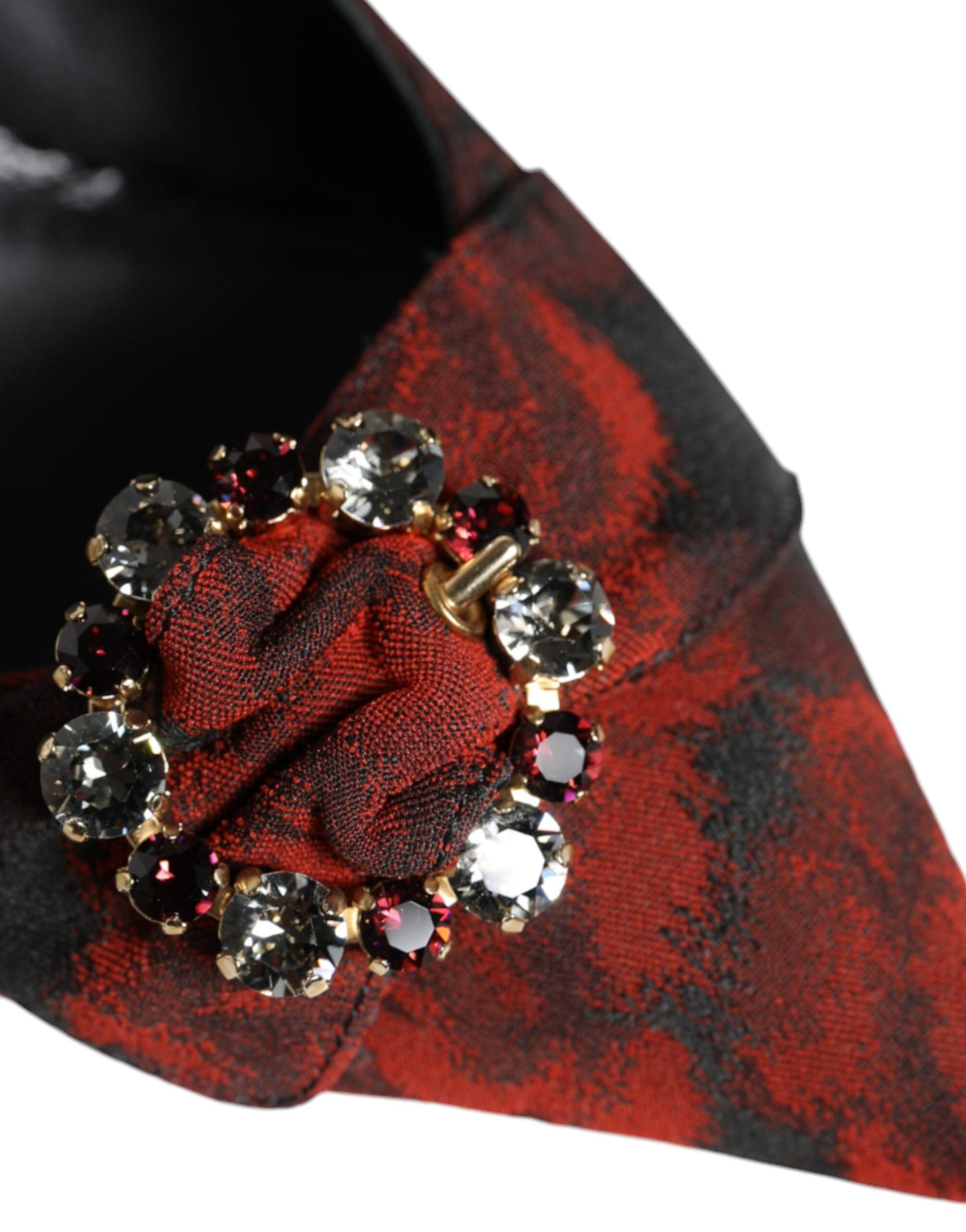 Dolce & Gabbana Black Red Floral Crystal Heel Slingback Shoes | Regal Royce