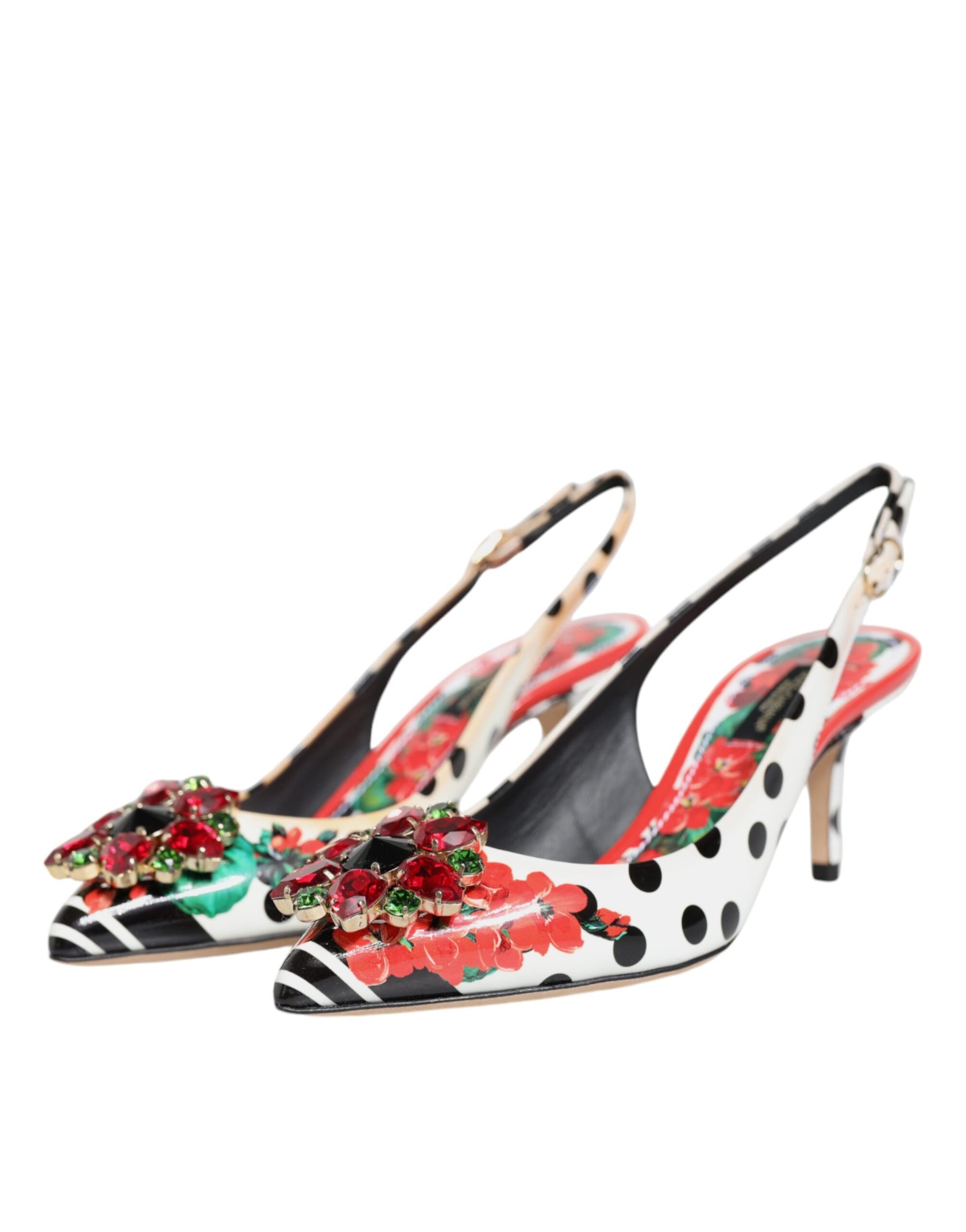 Dolce & Gabbana Multicolor Crystal Heels Slingback Shoes | Regal Royce