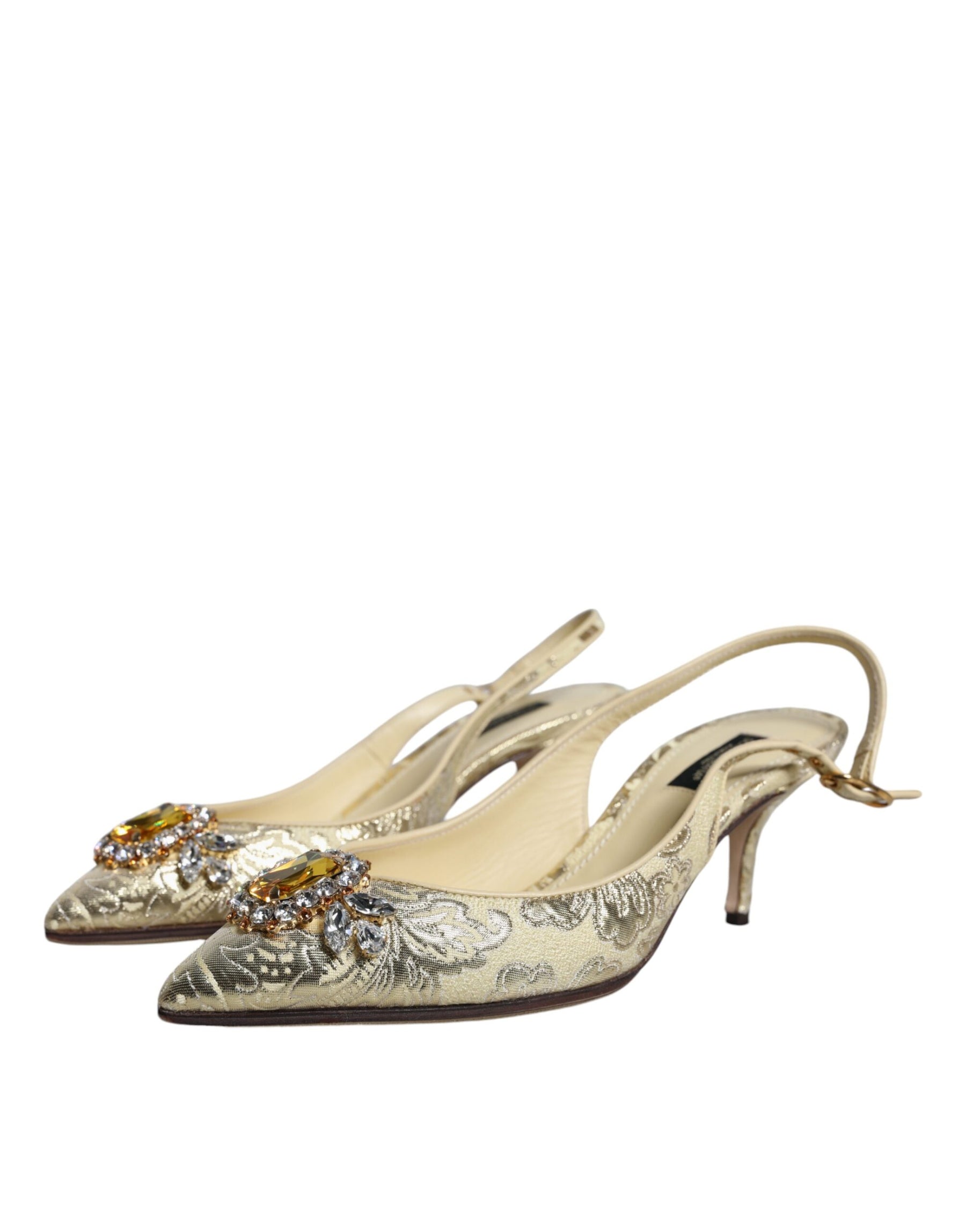 Dolce & Gabbana Gold Crystal Pumps Heels Slingbacks Shoes | Regal Royce