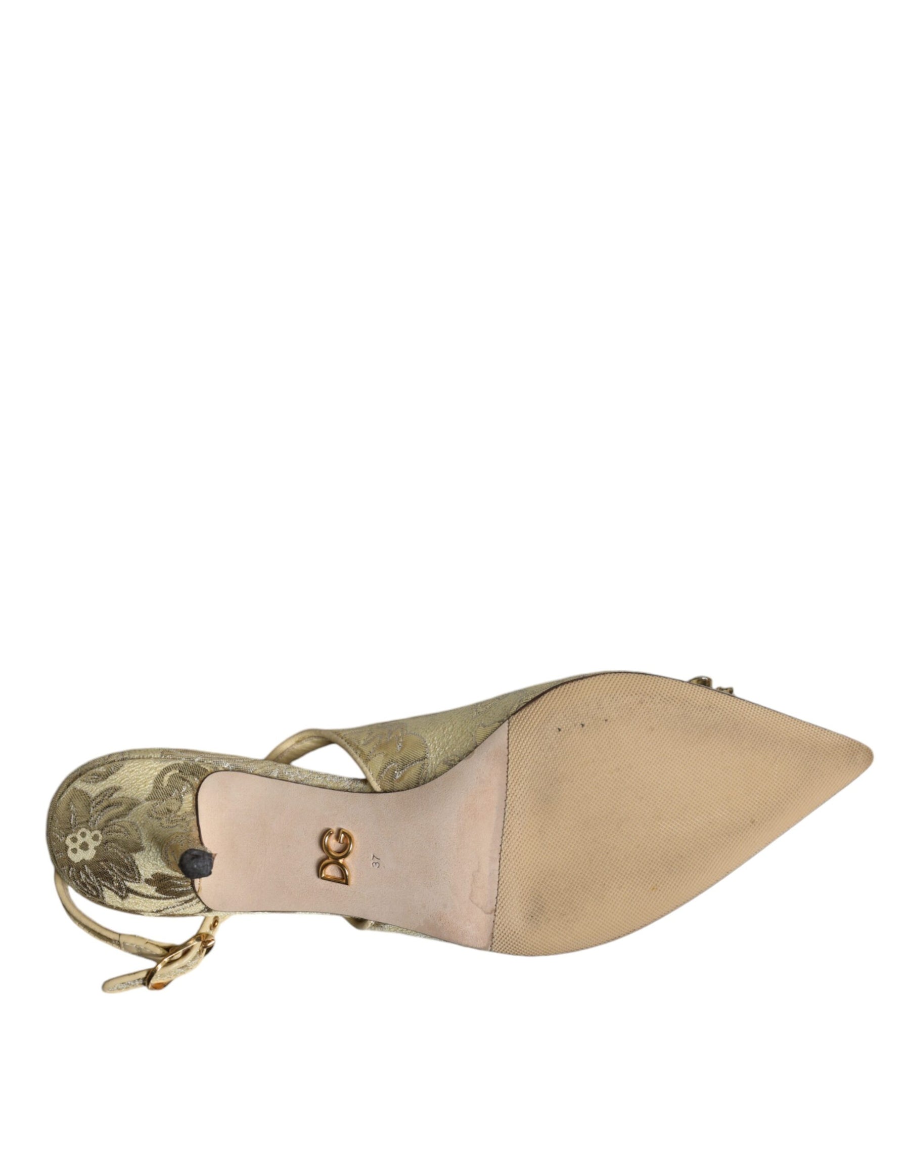 Dolce & Gabbana Gold Crystal Pumps Heels Slingbacks Shoes | Regal Royce