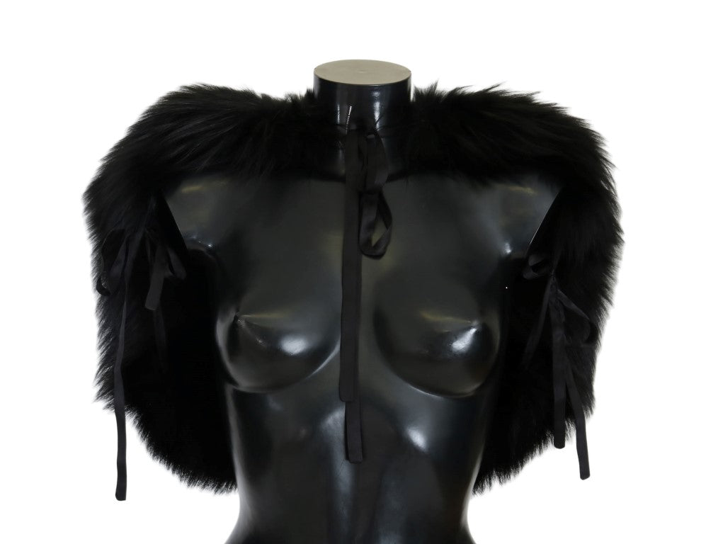Dolce & Gabbana Black Silver Fox Fur Scarf | Regal Royce