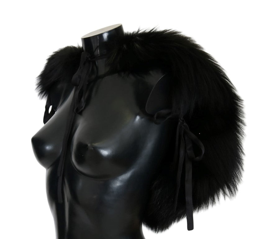 Dolce & Gabbana Black Silver Fox Fur Scarf | Regal Royce