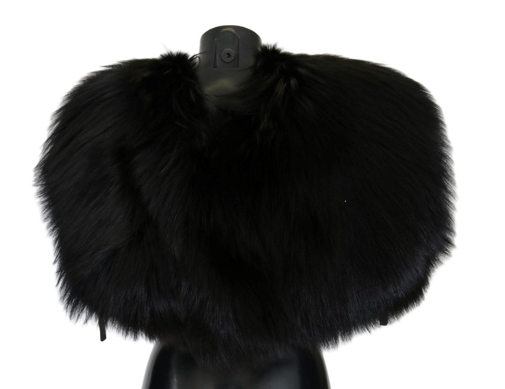Dolce & Gabbana Black Silver Fox Fur Scarf | Regal Royce