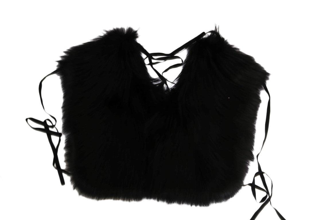 Dolce & Gabbana Black Silver Fox Fur Scarf | Regal Royce