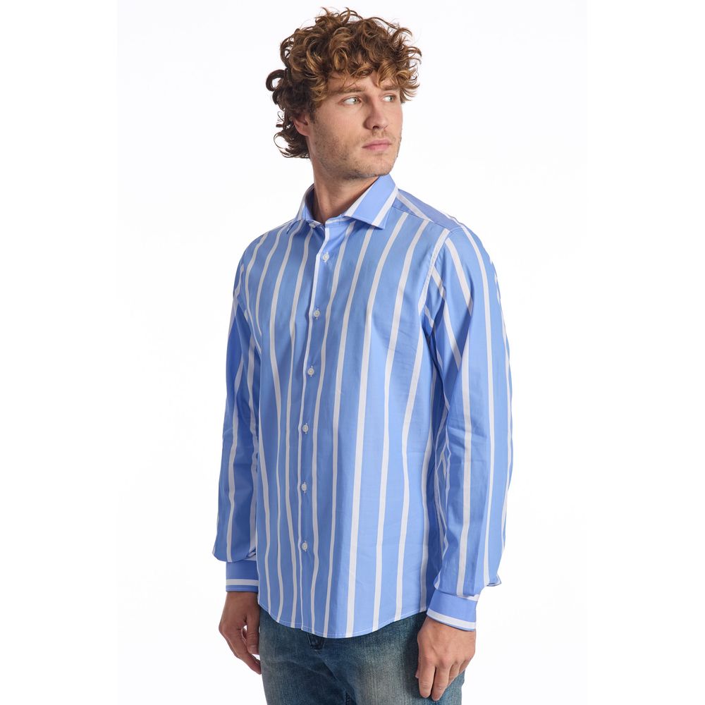 Baldinini Trend Light Blue Cotton Men Shirt | Regal Royce