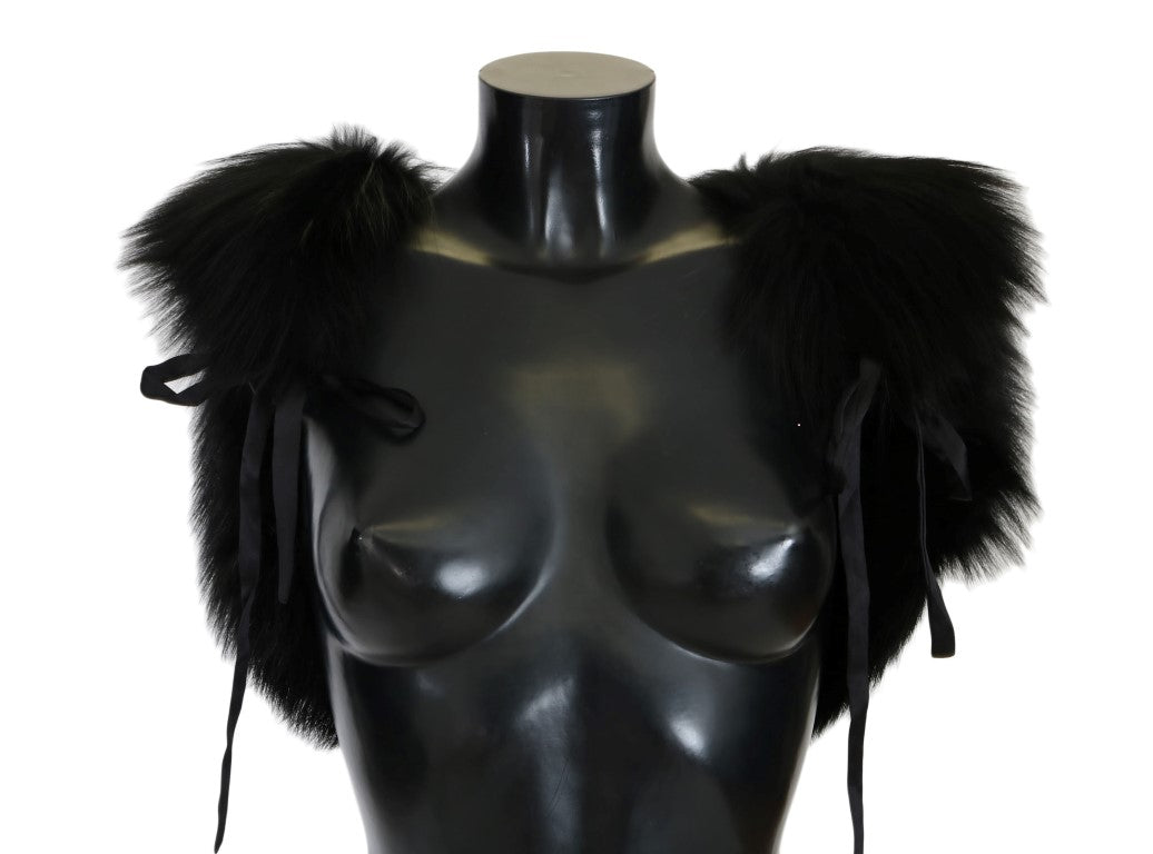 Dolce & Gabbana Black Silver Fox Fur Scarf | Regal Royce